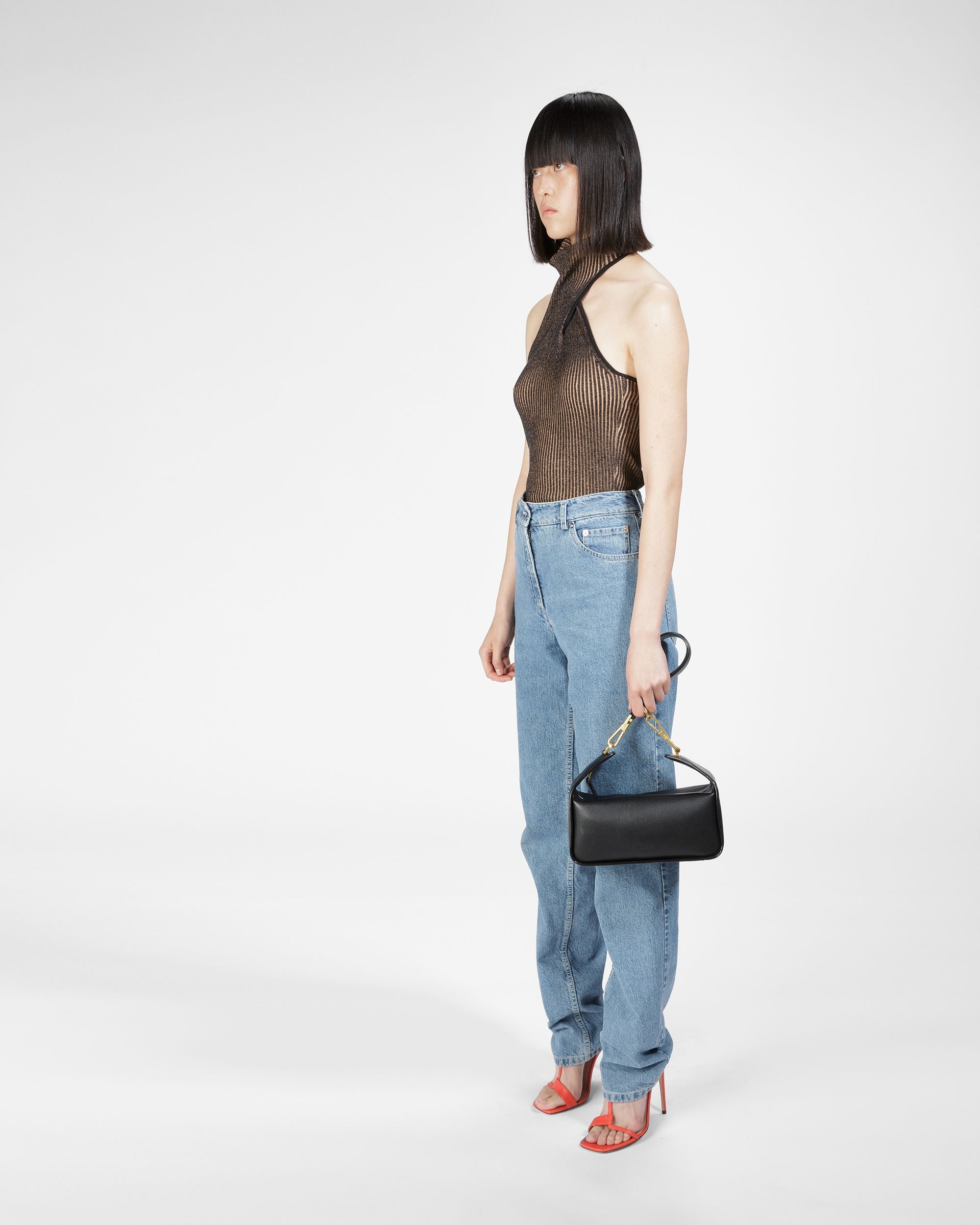B-Hook ブラック レザー ショルダーバッグ - 女性 - Bally - 06