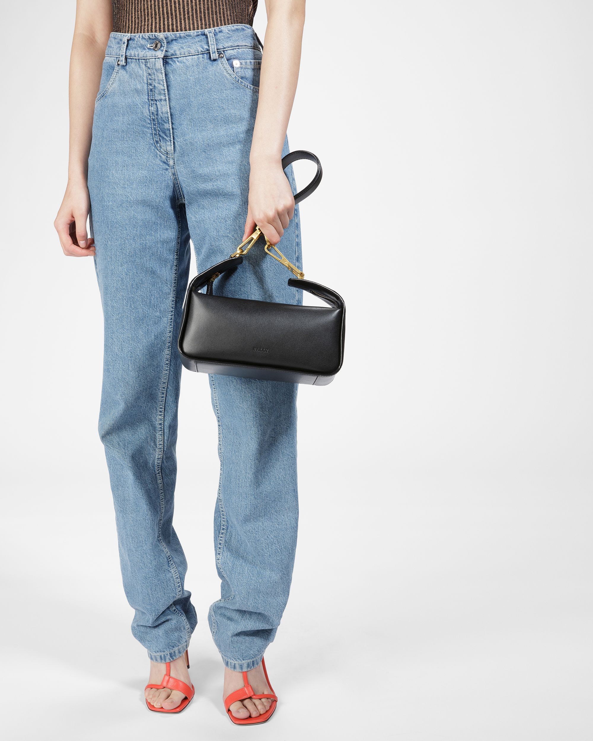 B-Hook ブラック レザー ショルダーバッグ - 女性 - Bally - 09