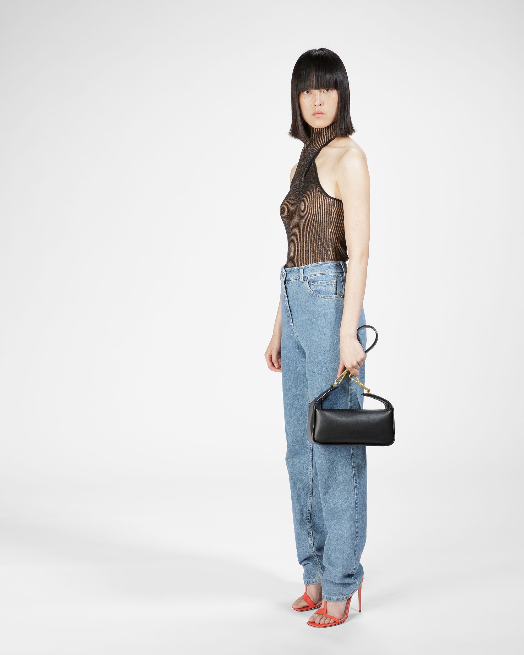 B-Hook ブラック レザー ショルダーバッグ - 女性 - Bally - 10