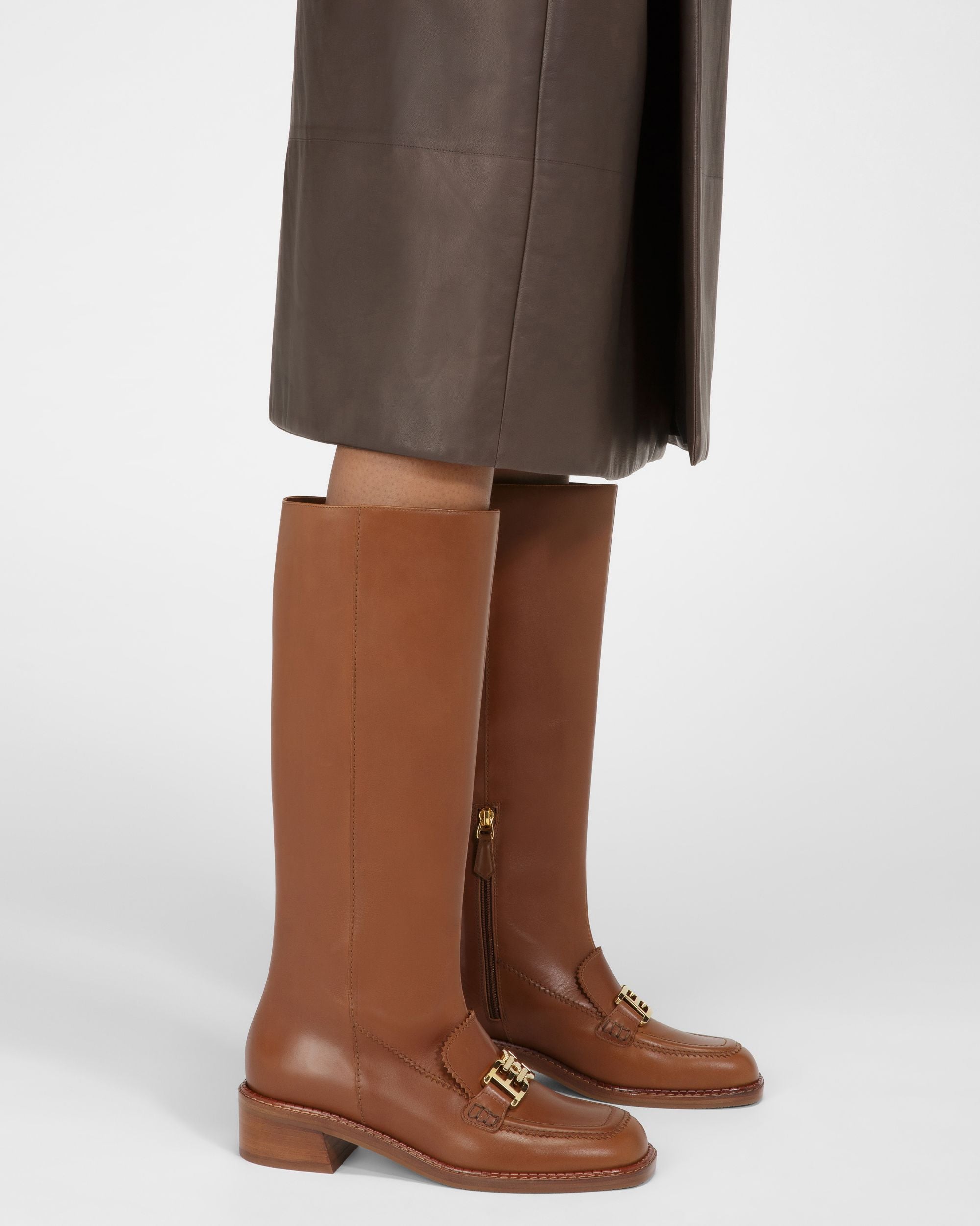 Ebele ブラウン レザー ロングブーツ - 女性 - Bally - 08