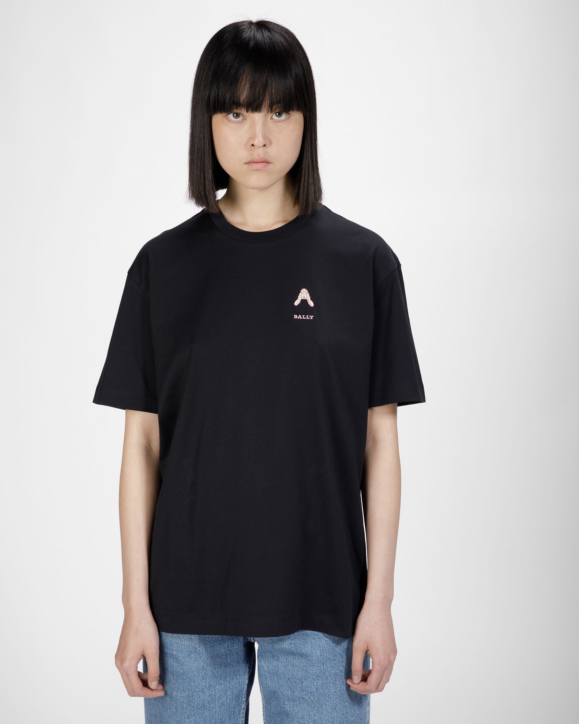 確認中 ブラック コットン ラビットモチーフ Tシャツ - 女性 - Bally - 01