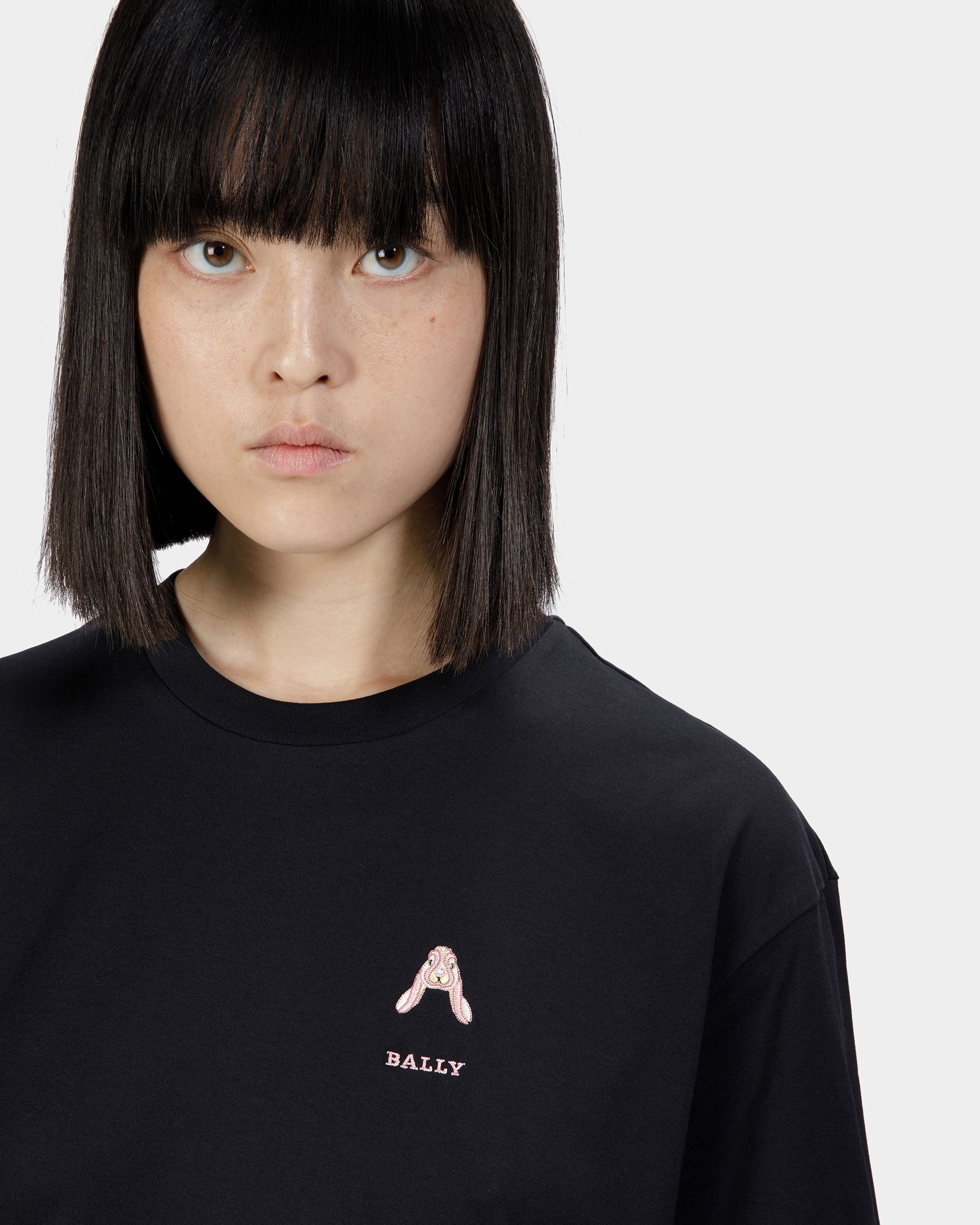 確認中 ブラック コットン ラビットモチーフ Tシャツ - 女性 - Bally - 03