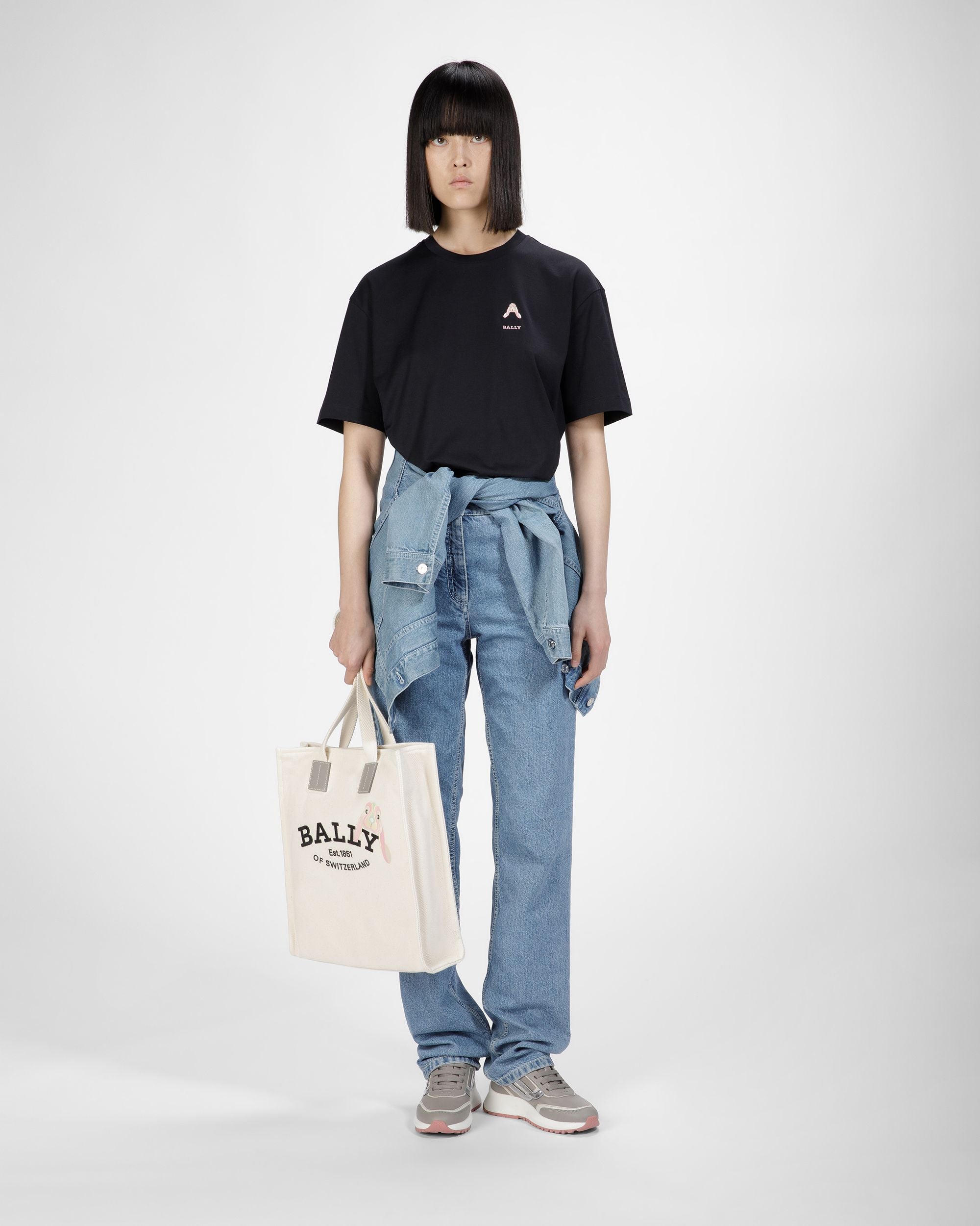 確認中 ブラック コットン ラビットモチーフ Tシャツ - 女性 - Bally - 04