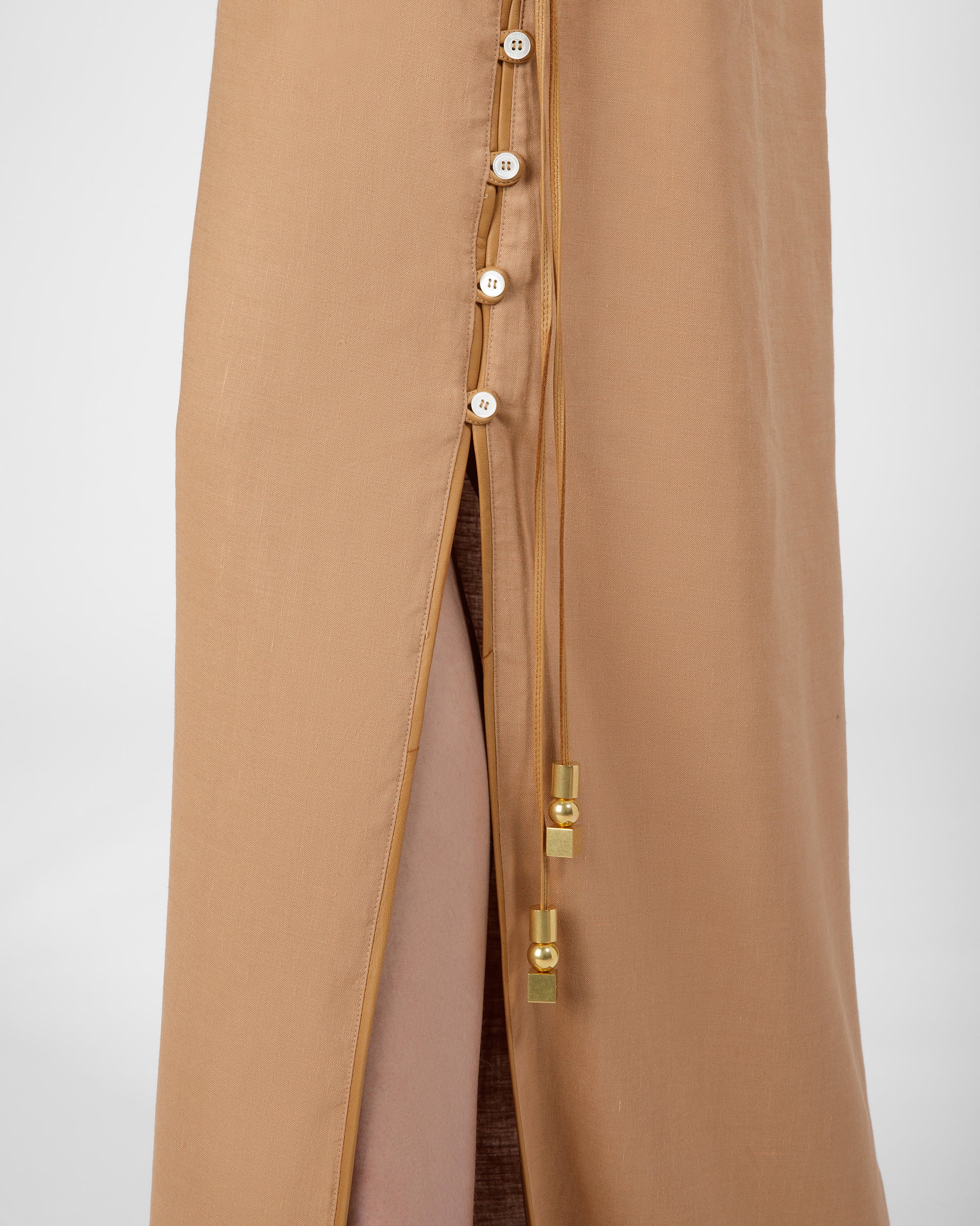 ロングスリーブ リネン マキシドレス デザートブラウン - 女性 - Bally - 06