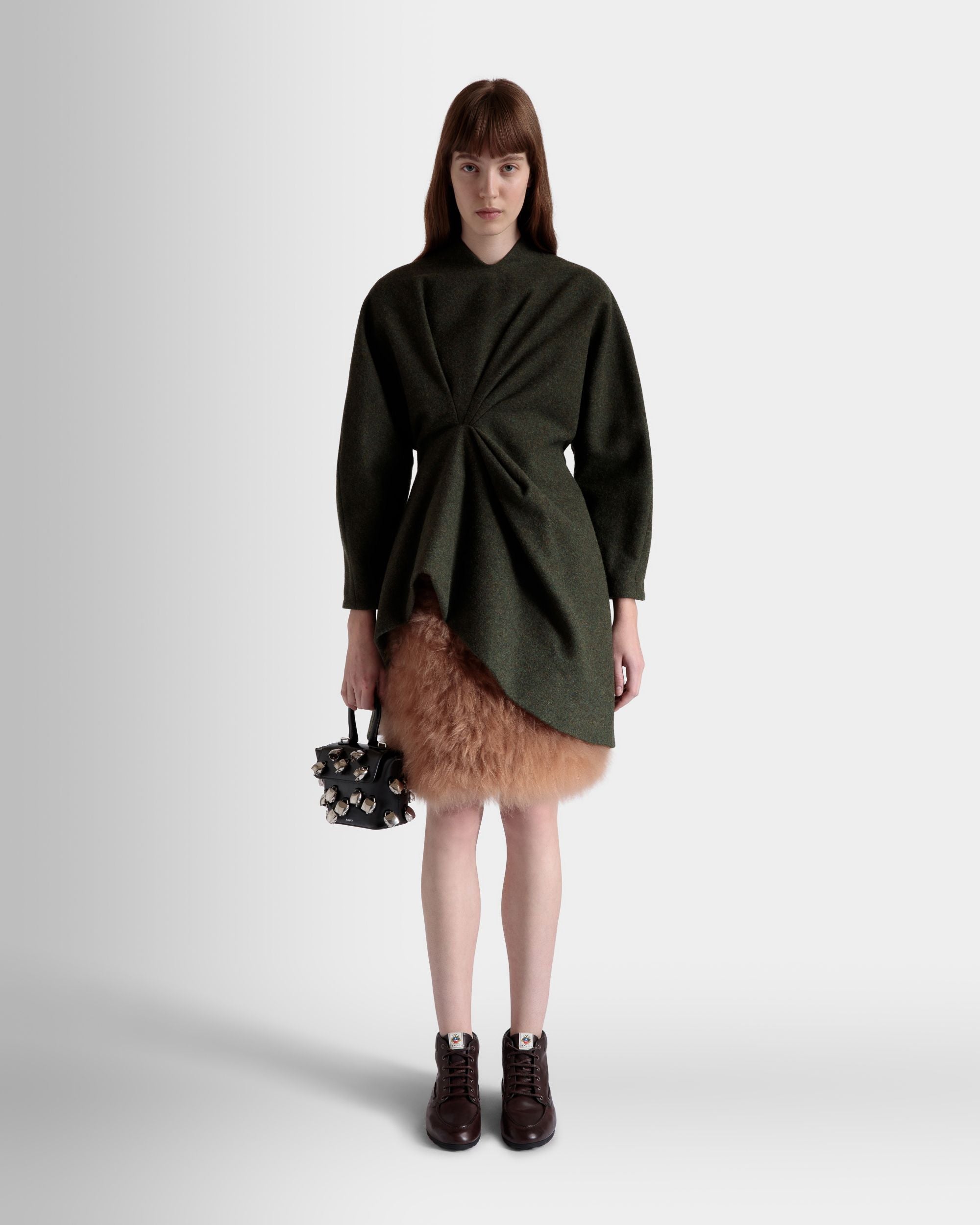 アシンメトリー ドレス ダークグリーン ウール - 女性 - Bally - 02