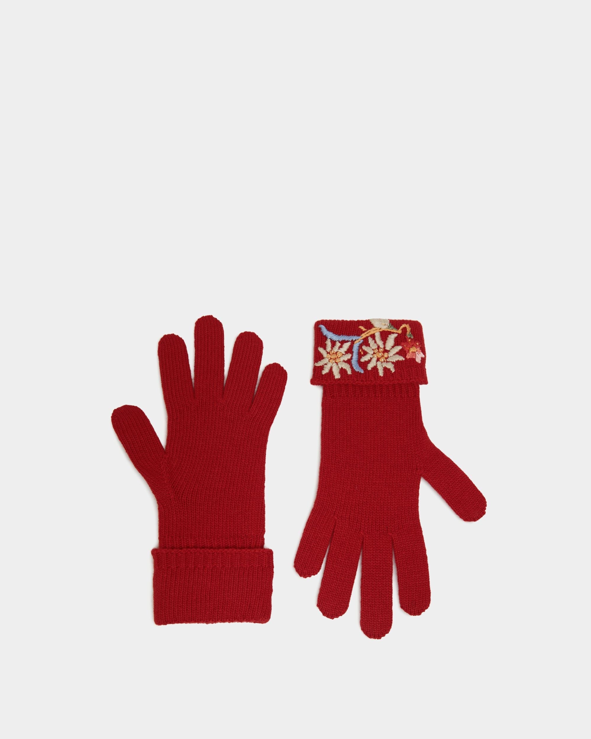 Winter Capsule グローブ アルパインフラワー レッド ウール - 女性 - Bally - 01
