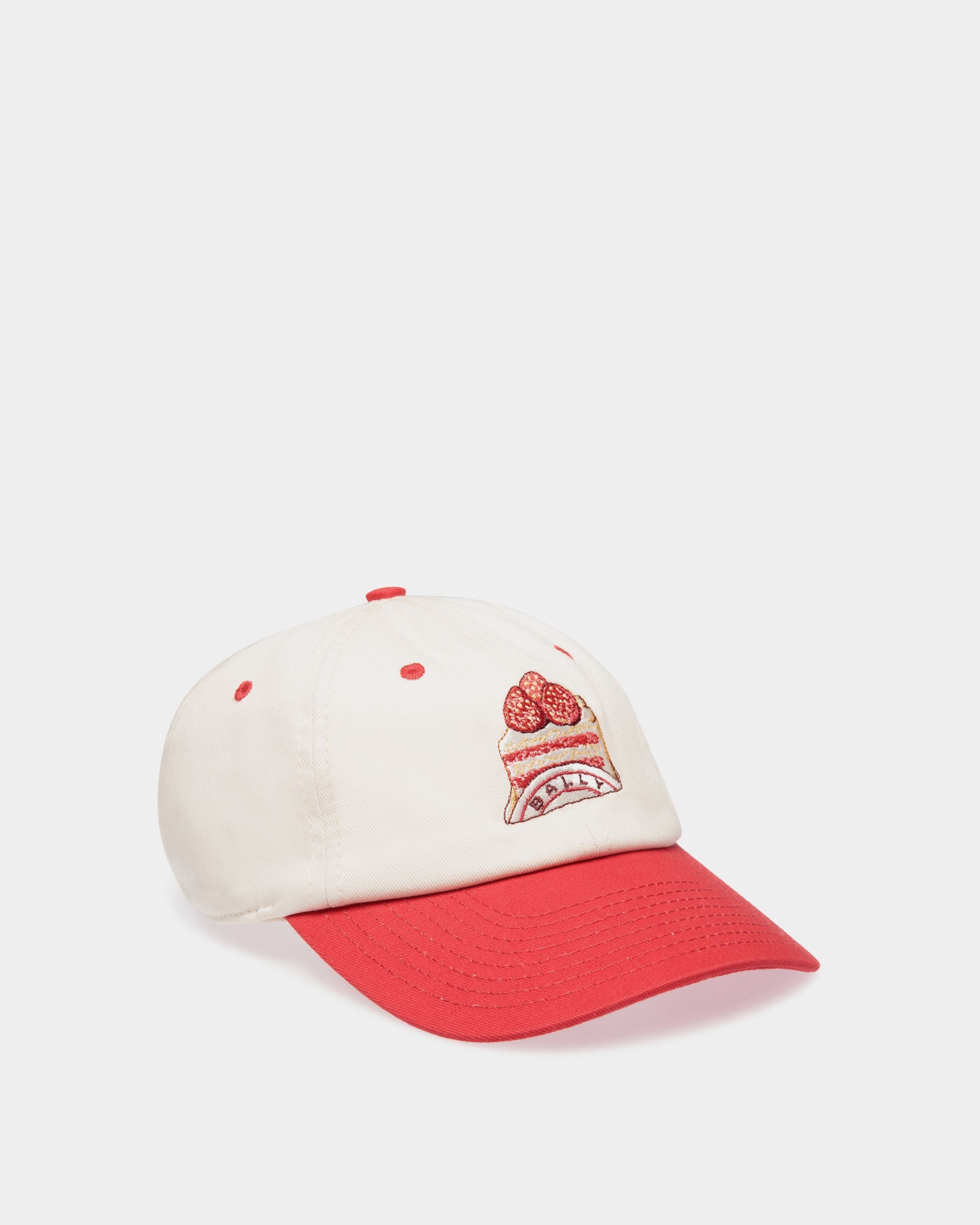 ベースボールキャップ アイボリー＆レッド コットン Bally Cakeエンブロイダリー - 女性 - Bally - 01