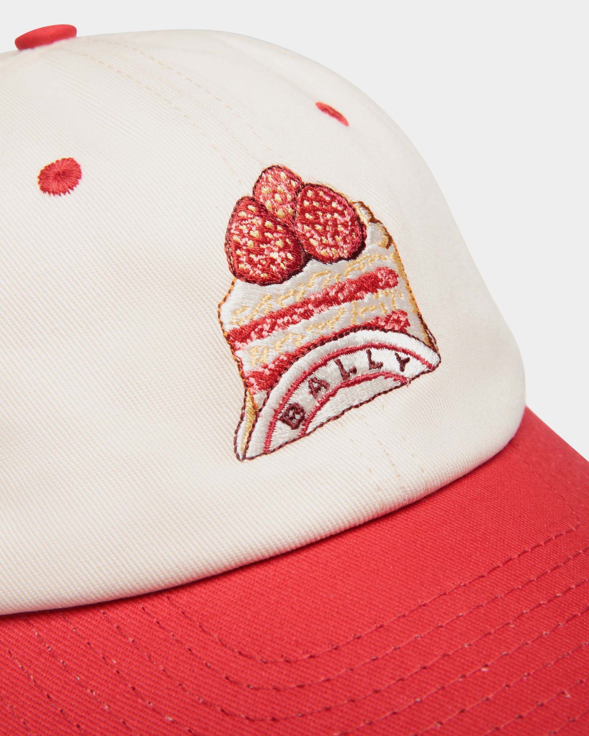 ベースボールキャップ アイボリー＆レッド コットン Bally Cakeエンブロイダリー - 女性 - Bally - 04