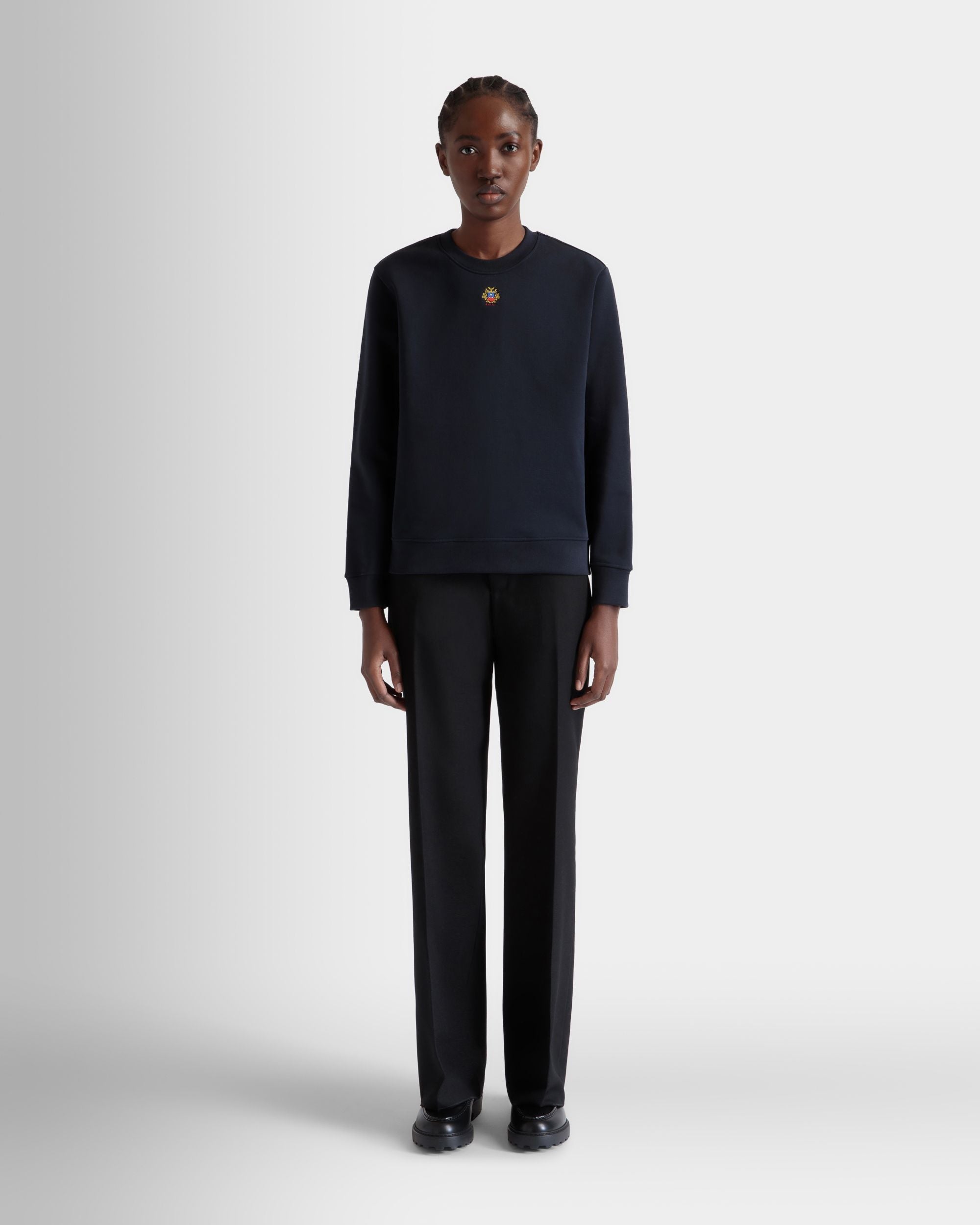 クルーネック スウェットシャツ Ballyクレストロゴ Navy Blue コットン - 女性 - Bally - 02