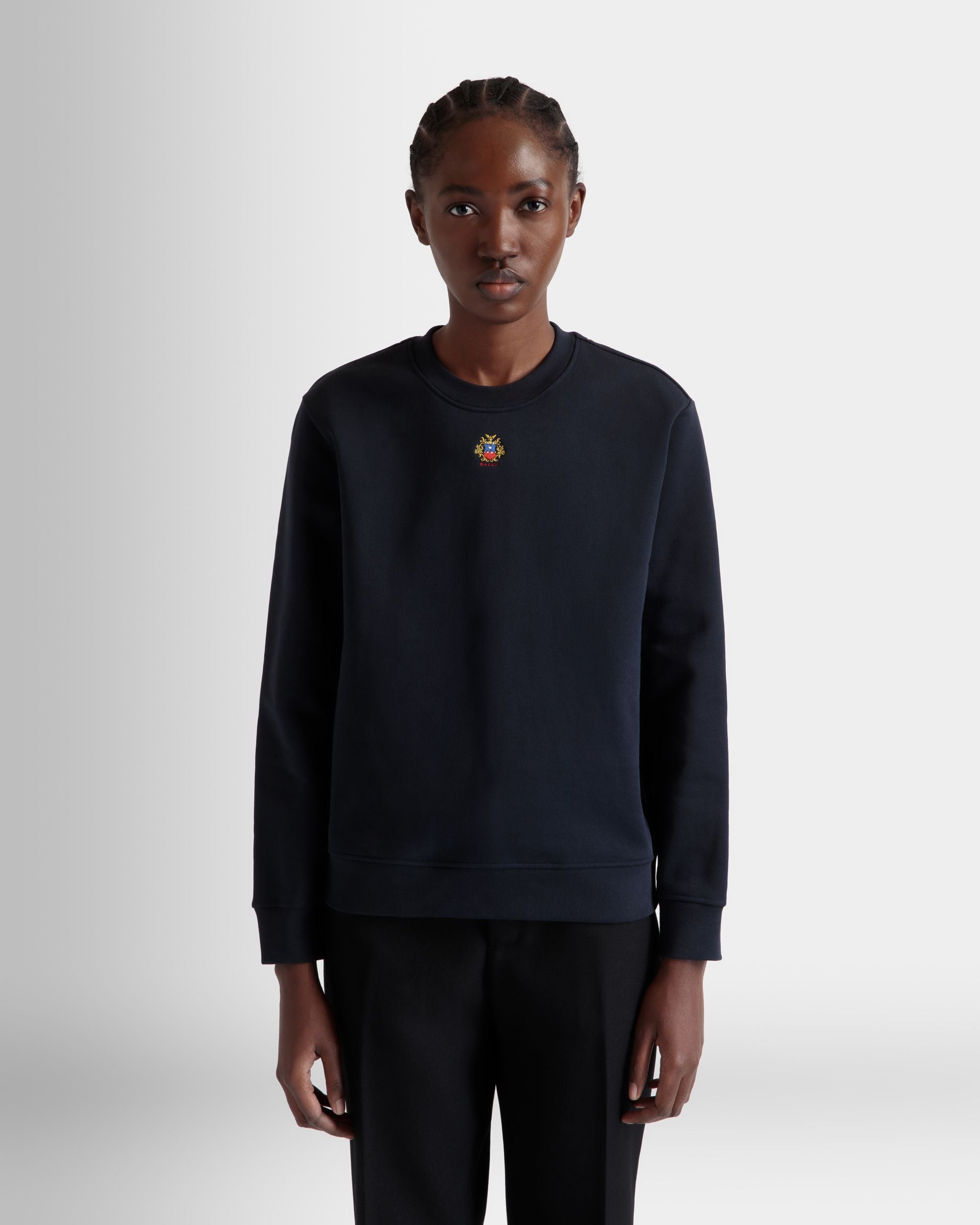 クルーネック スウェットシャツ Ballyクレストロゴ Navy Blue コットン - 女性 - Bally - 08