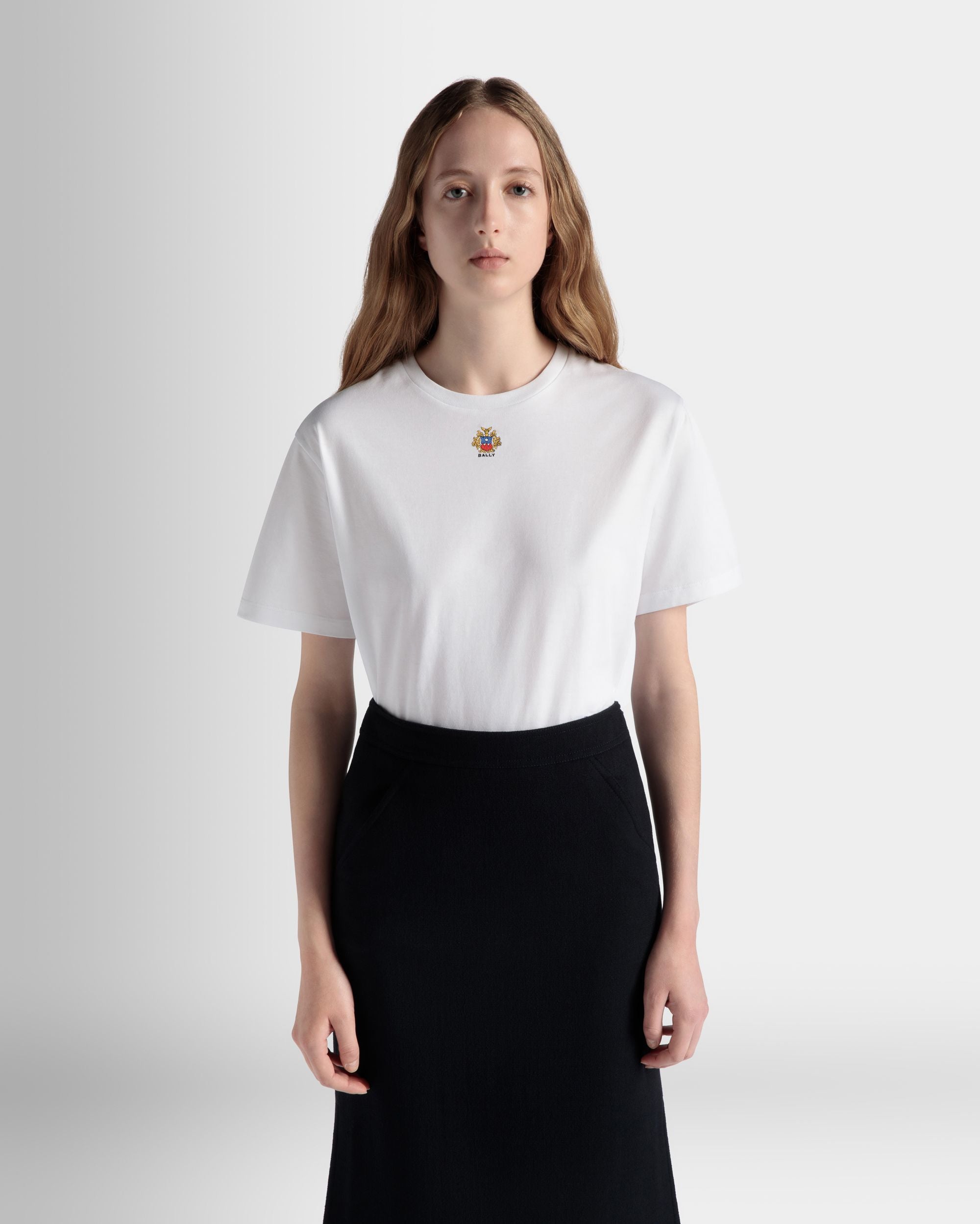 Tシャツ Bally クレスト ロゴ ホワイト コットン - 女性 - Bally - 03