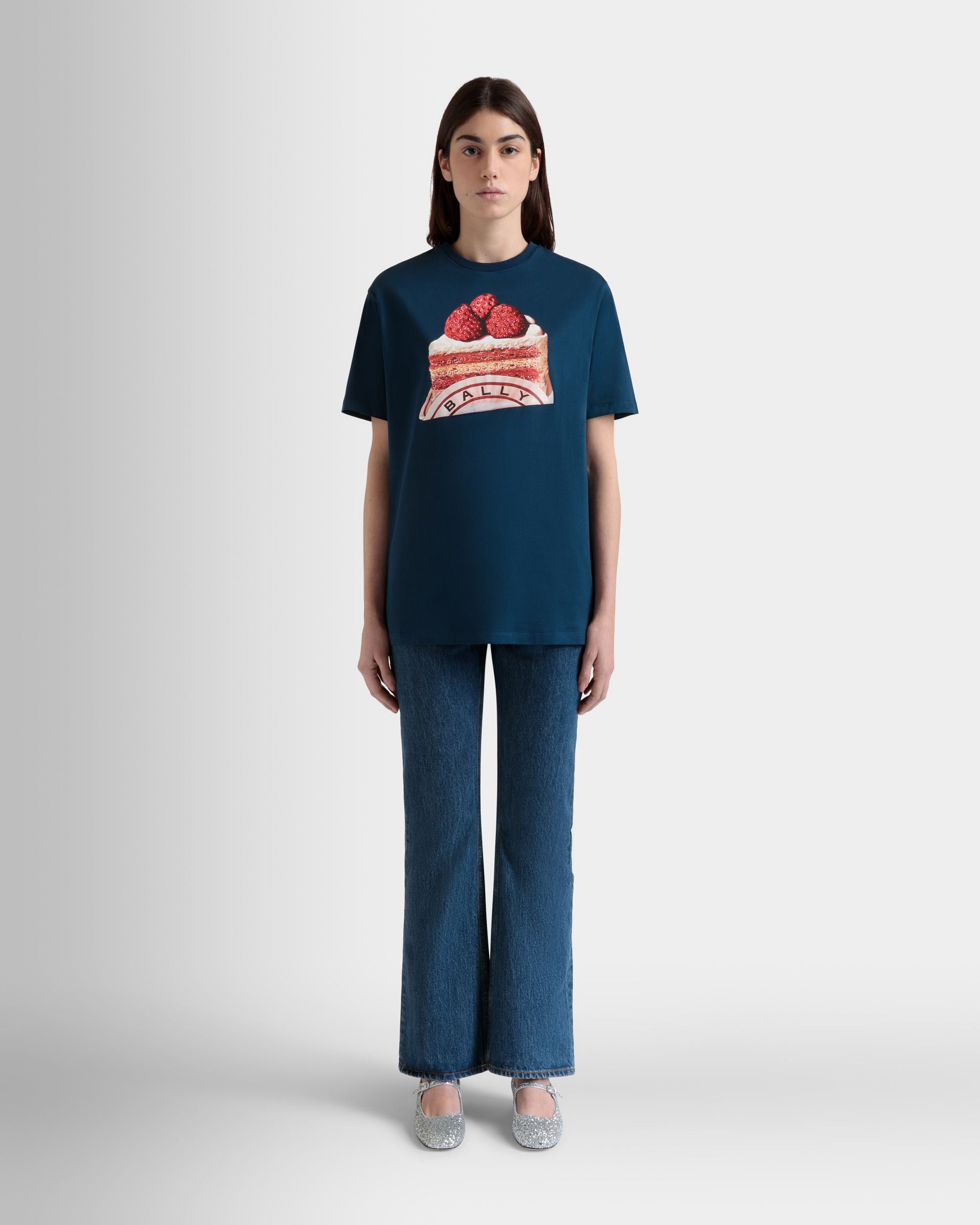 Tシャツ ネイビーブルー コットン Bally Cakeプリント - 女性 - Bally - 02