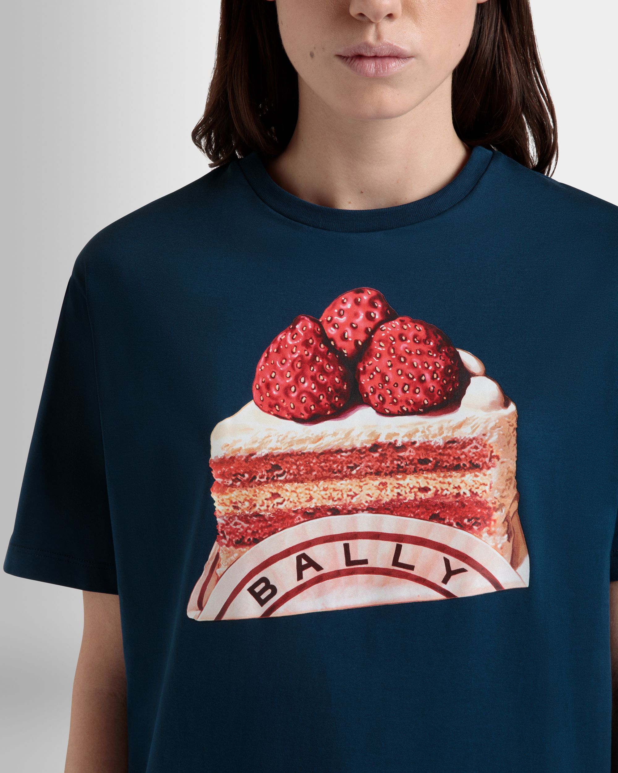 Tシャツ ネイビーブルー コットン Bally Cakeプリント - 女性 - Bally - 03