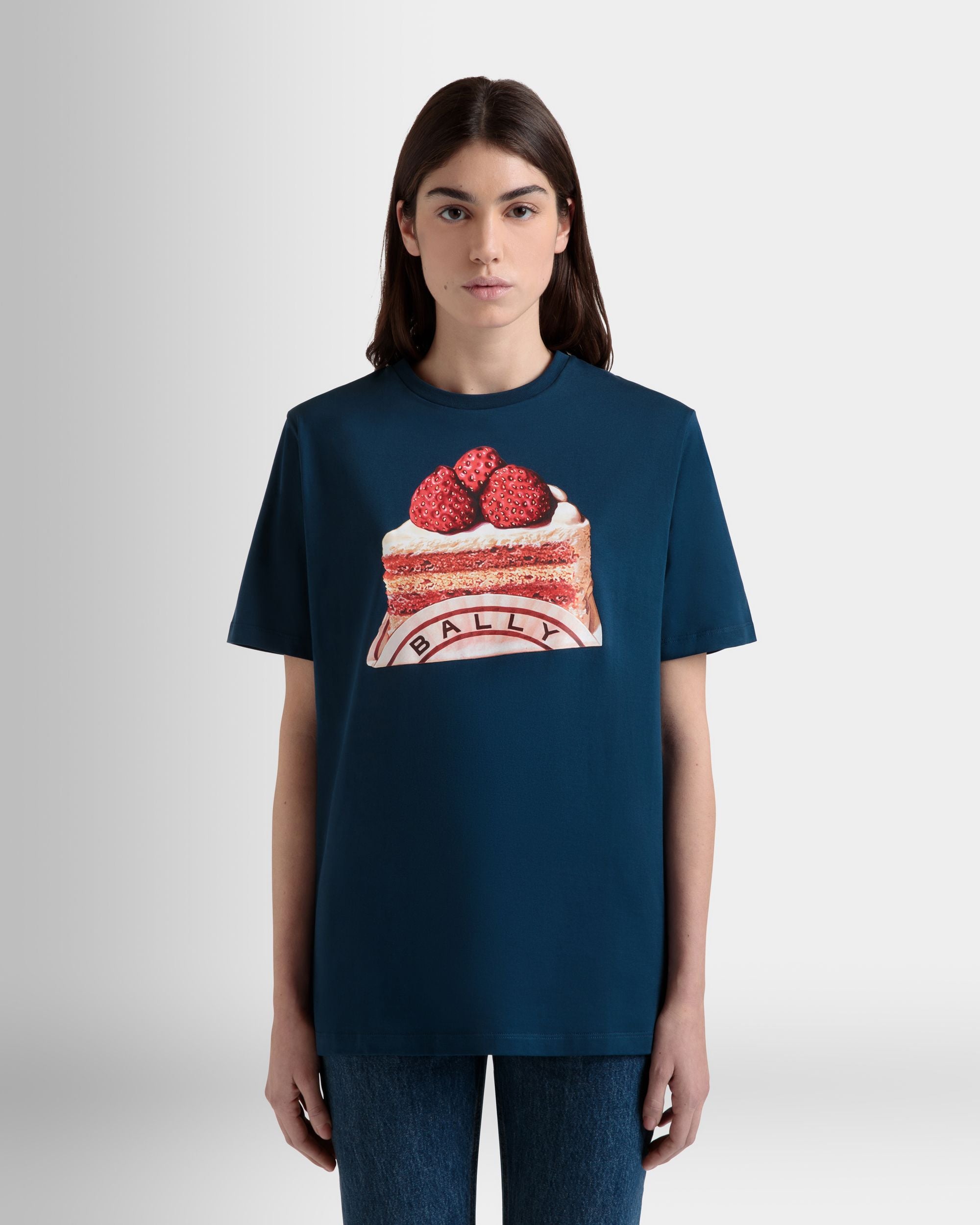 Tシャツ ネイビーブルー コットン Bally Cakeプリント - 女性 - Bally - 08