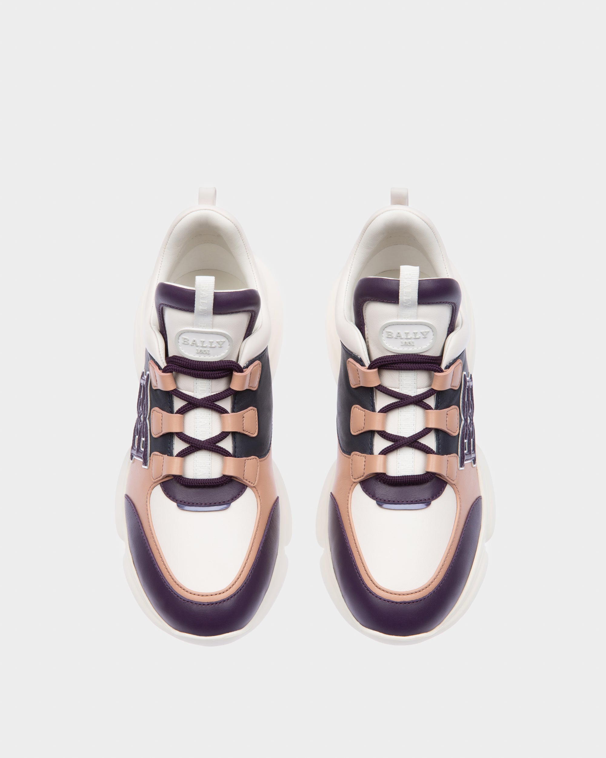 Claires パープル＆ペールピンク＆ネイビー レザー スニーカー - 女性 - Bally - 02