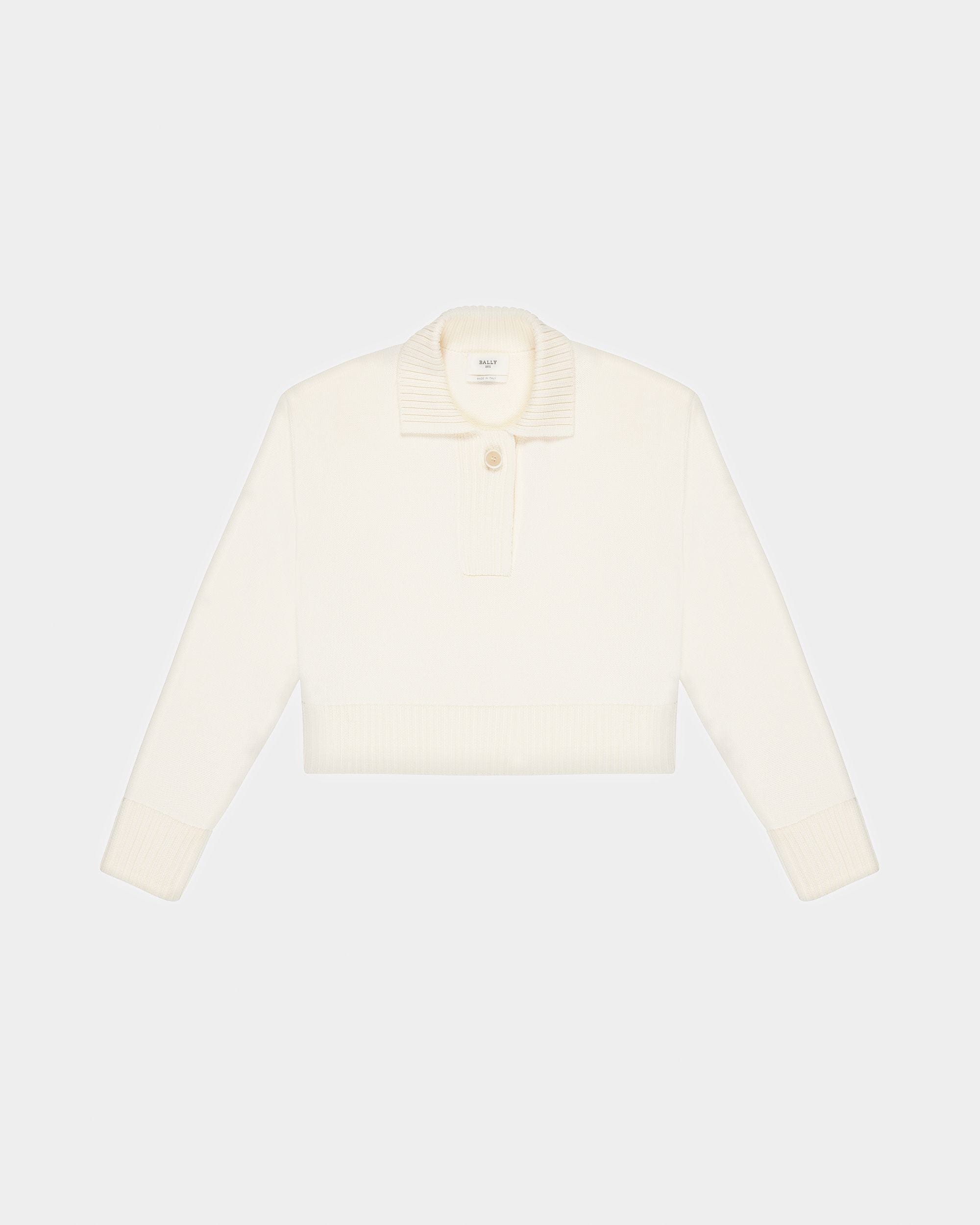 ニット ポロシャツ ボーンホワイト コットン ニット ポロシャツ - 女性 - Bally - 01