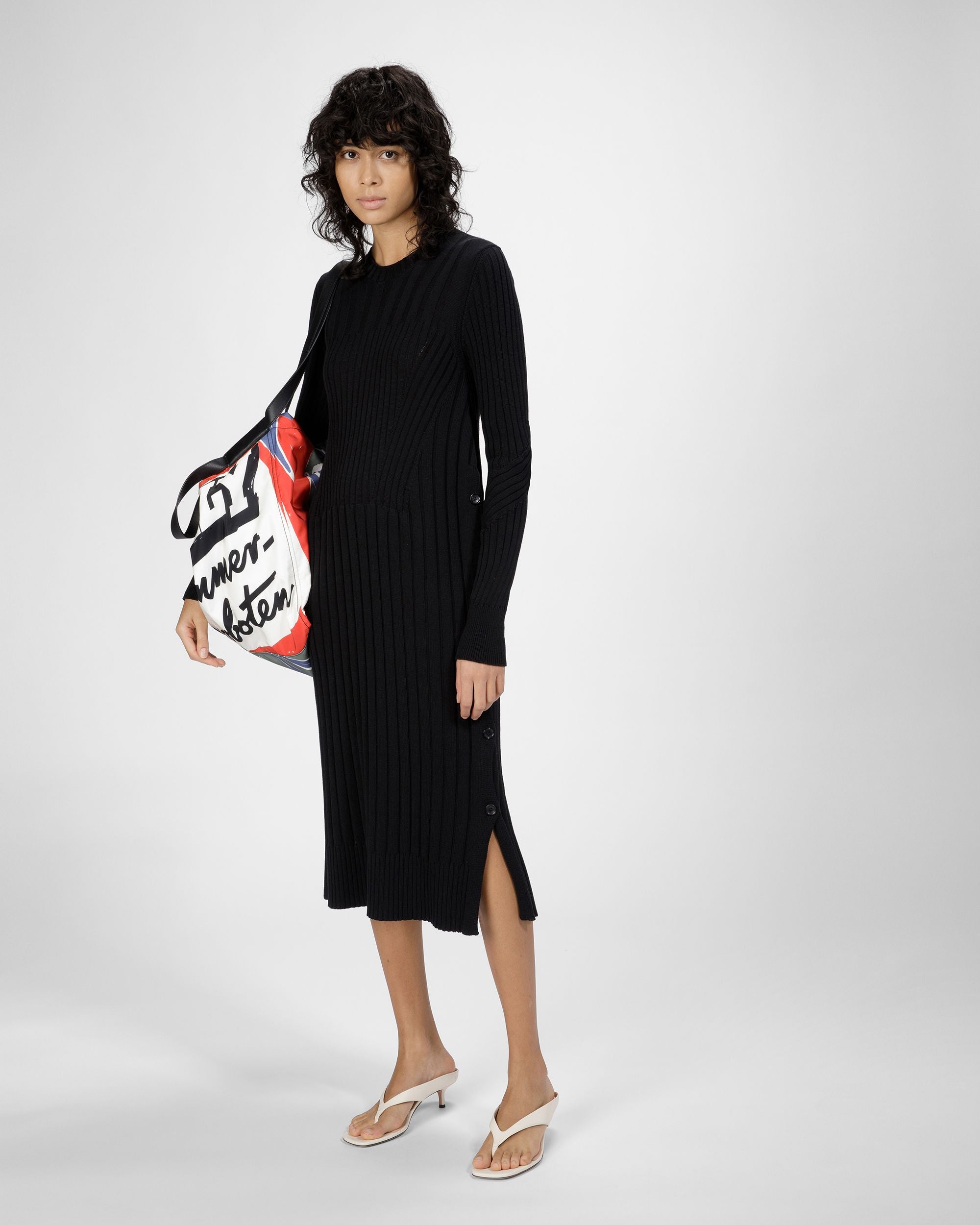 ブラック コットンシルクブレンド ニットドレス - 女性 - Bally - 04