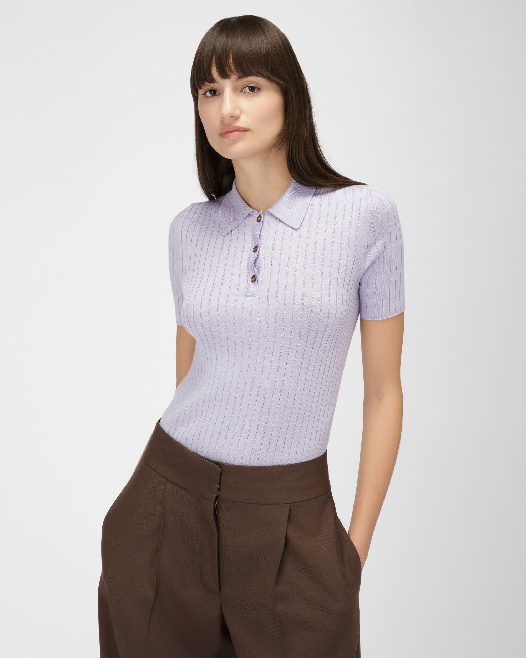 ライラック コットン＆シルク ポロシャツ - 女性 - Bally - 01