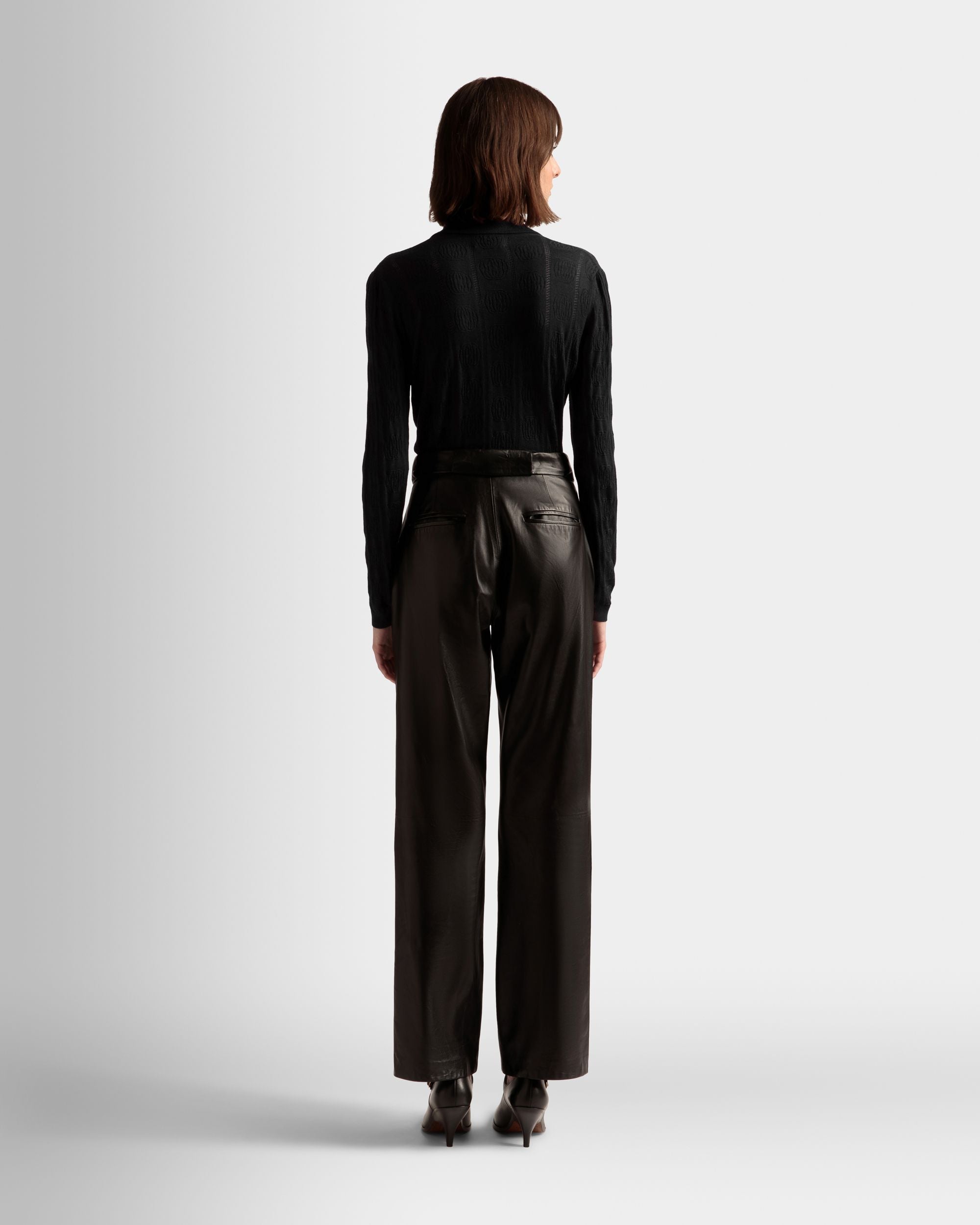 ニット ディテール ロングスリーブ ポロシャツ ブラック ウール - 女性 - Bally - 05