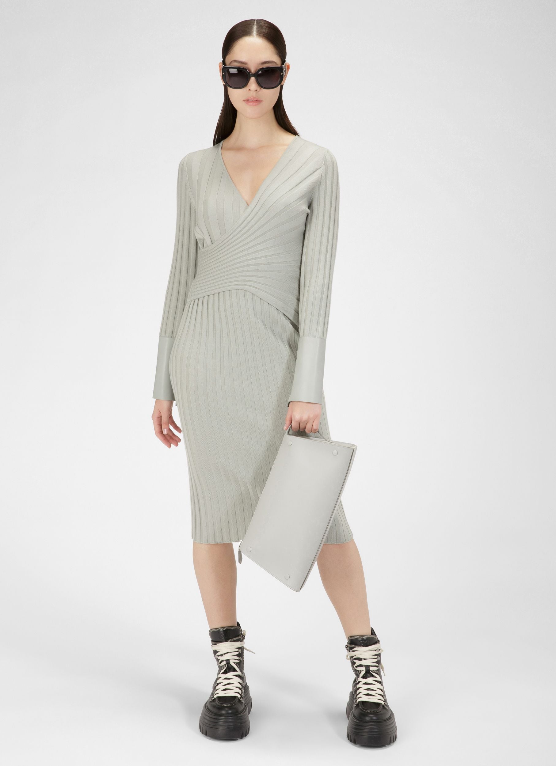 グレー ウール＆カシミアミックス ドレス - 女性 - Bally - 05