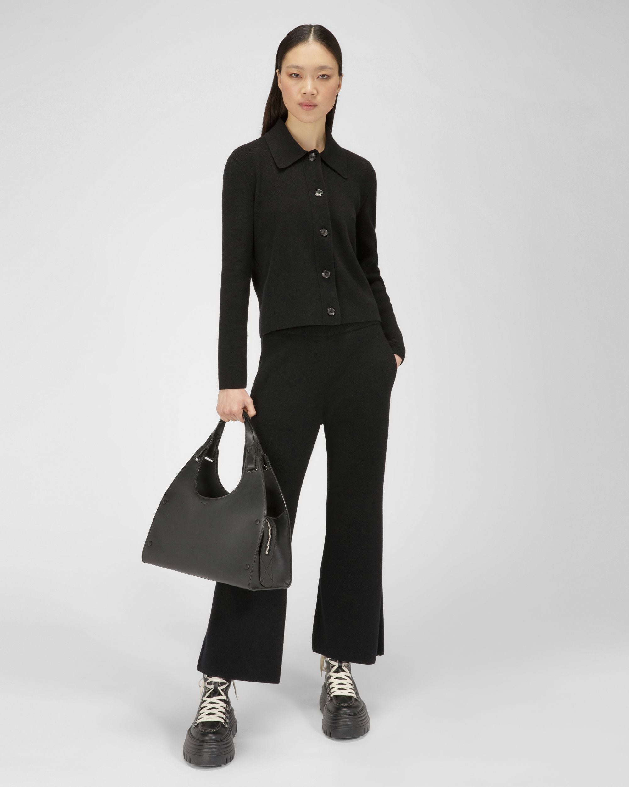 ブラック ウール＆シルク カーディガン - 女性 - Bally - 05