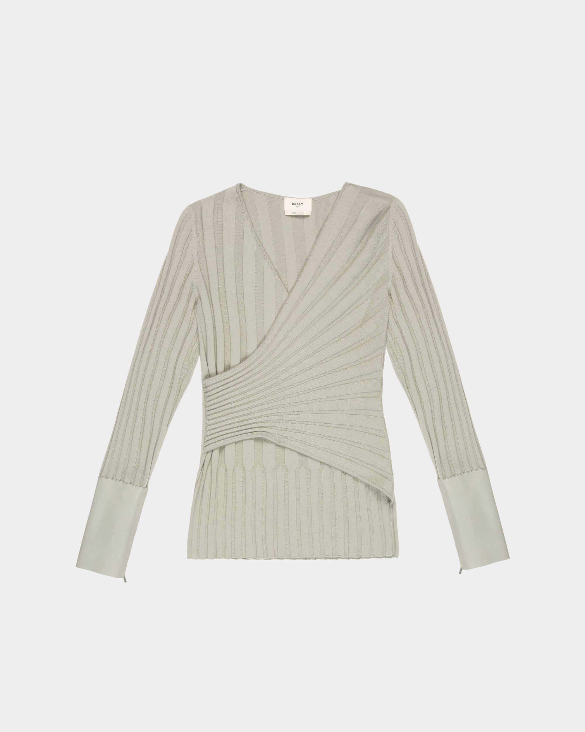 グレー ウール＆カシミアミックス Vネックトップス - 女性 - Bally - 04