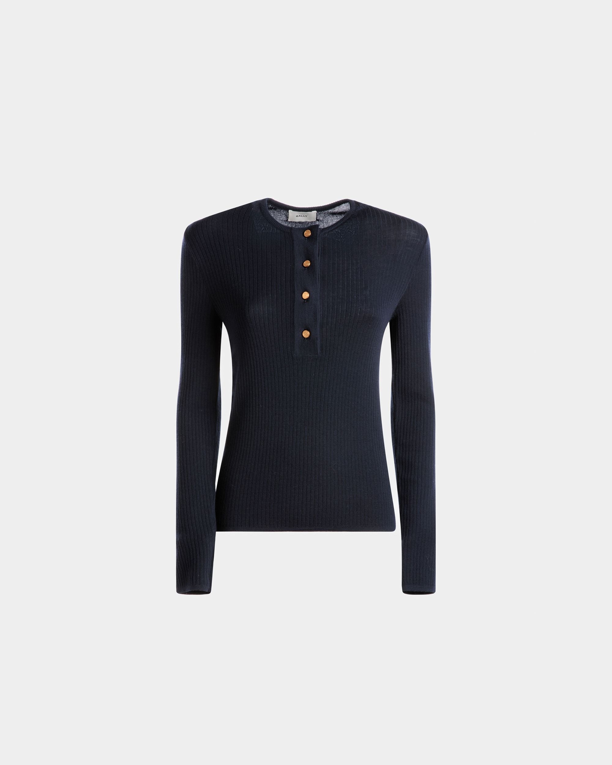 Henley ニットトップ インクネイビー ウール - 女性 - Bally - 01