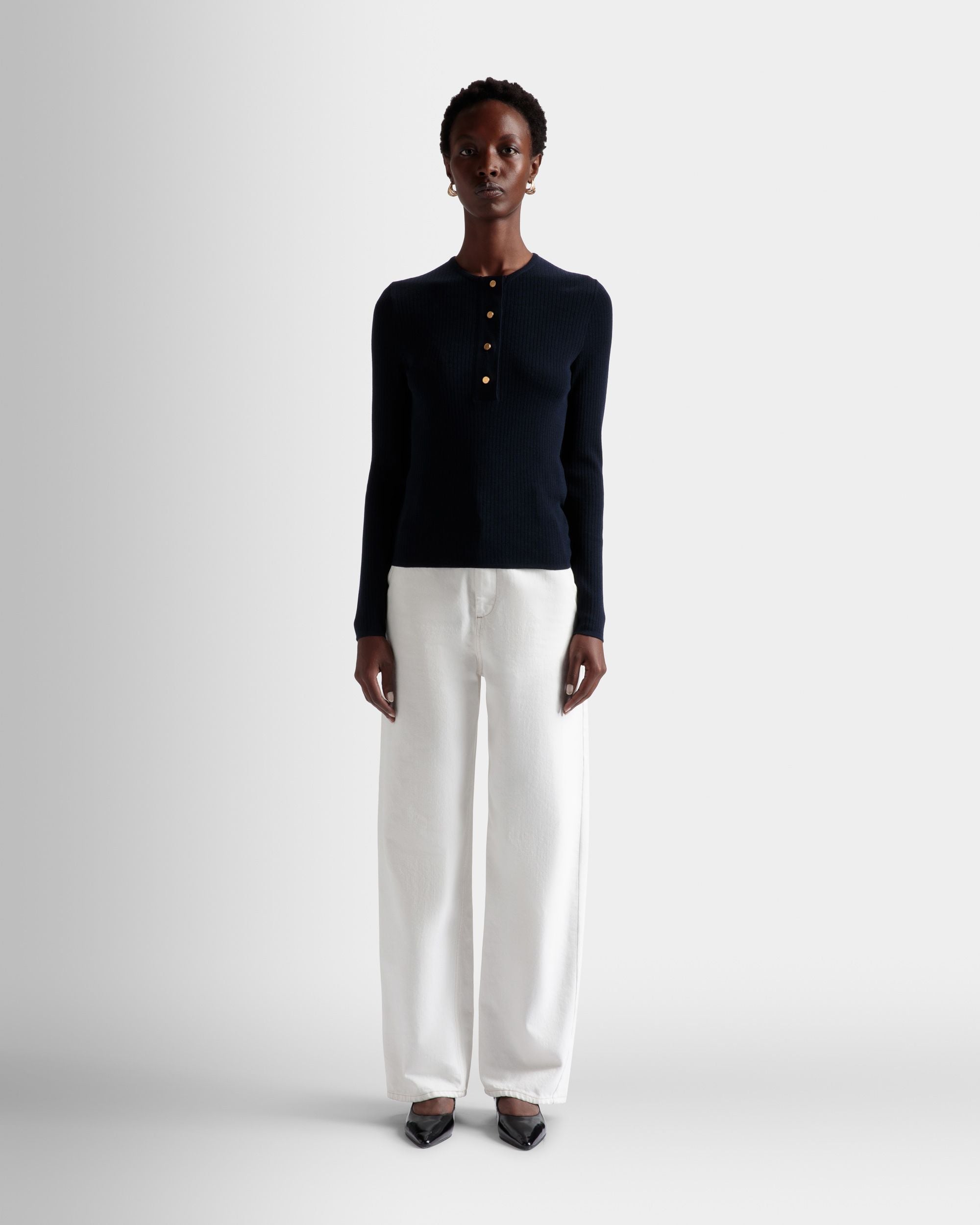 Henley ニットトップ インクネイビー ウール - 女性 - Bally - 02