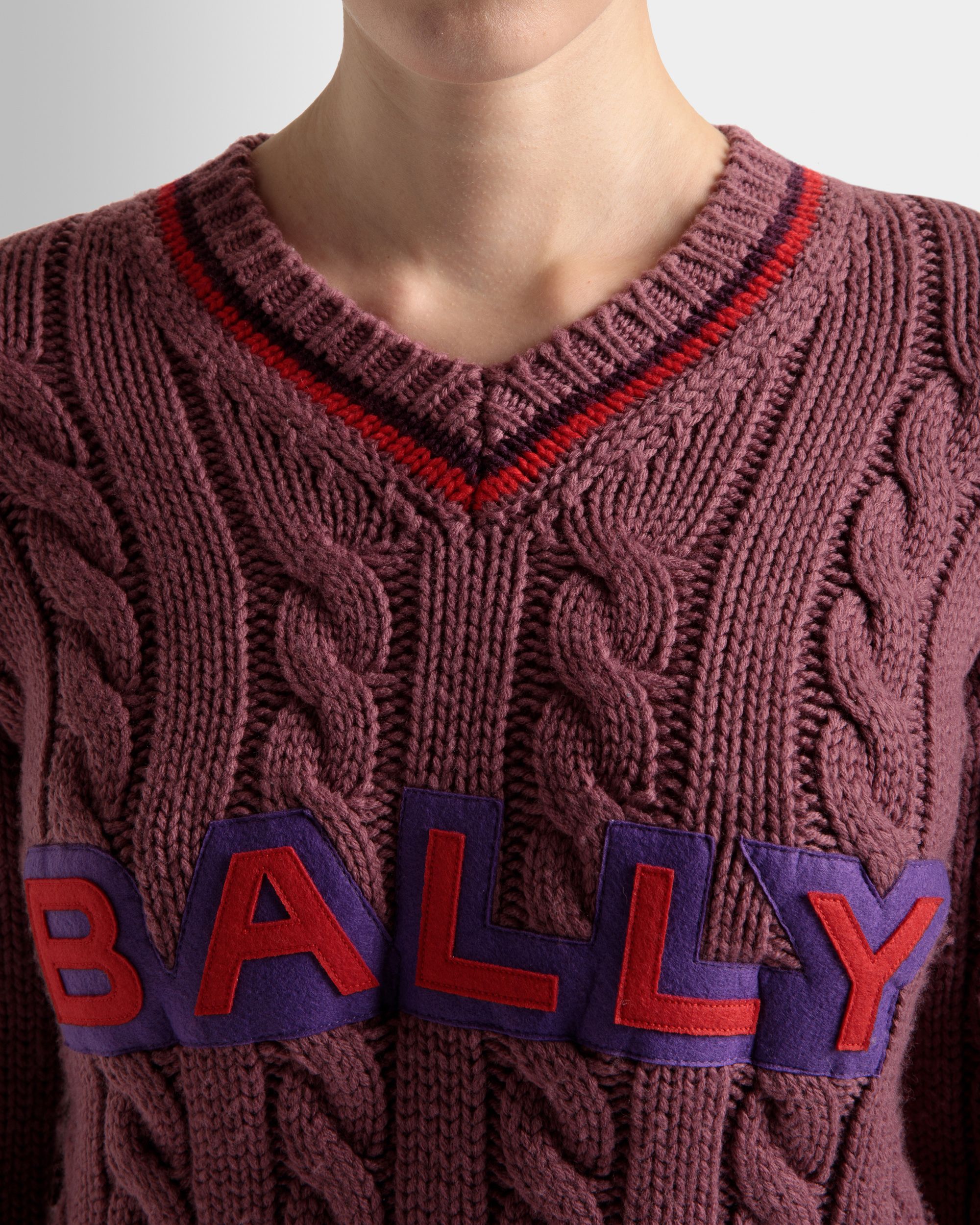 Vネックセーター ライトピンク ウール - 女性 - Bally - 04