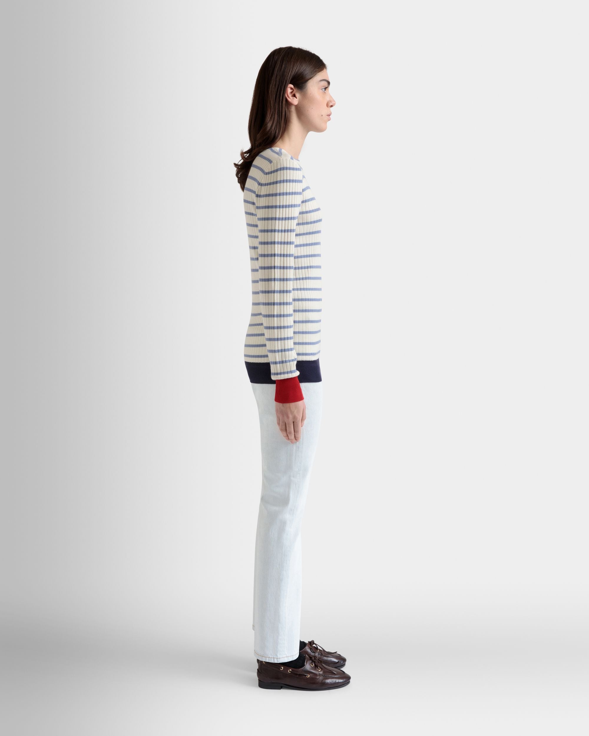 ロングスリーブ トップ アイボリー＆ライトブルー ウールブレンド - 女性 - Bally - 05