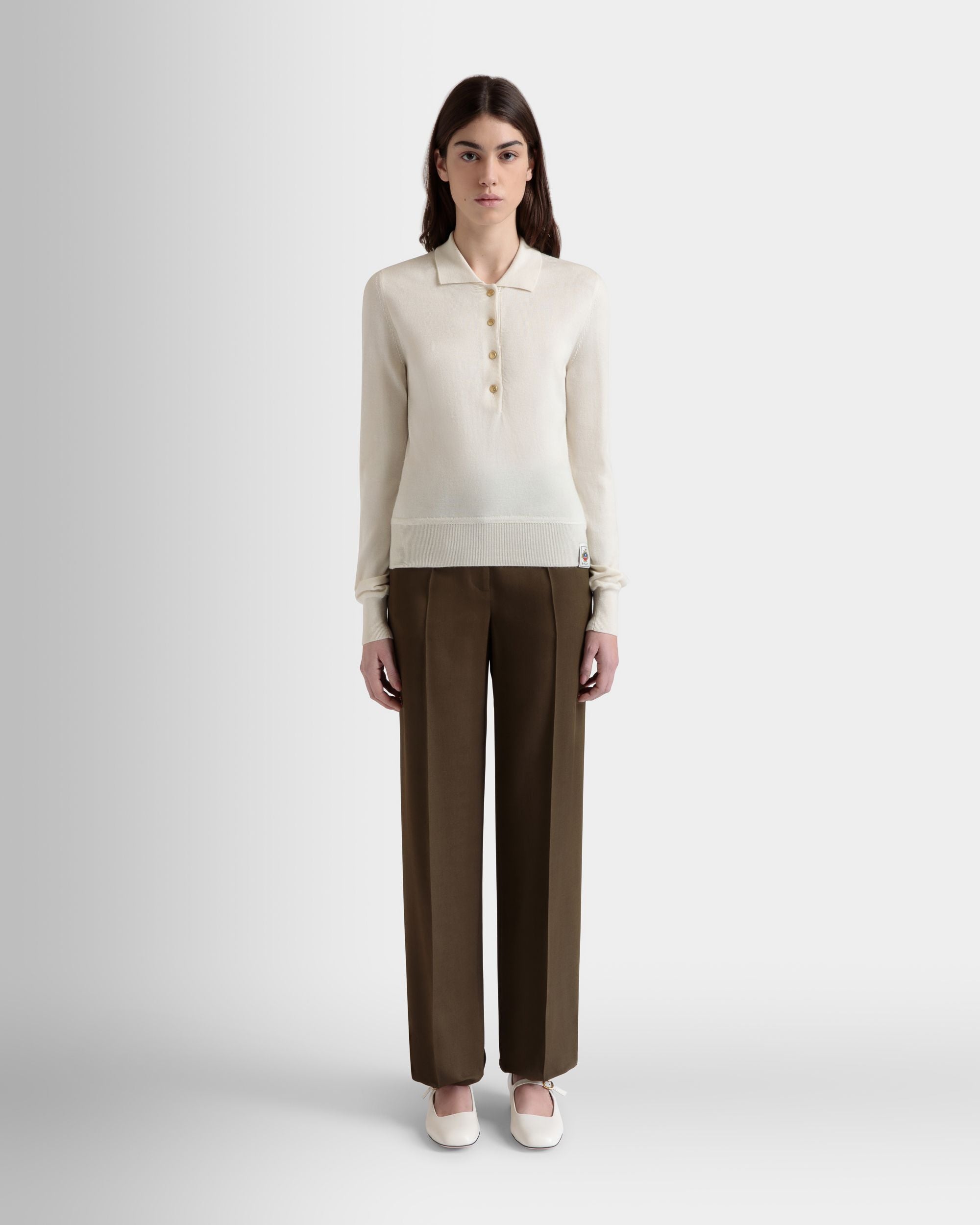 ロングスリーブ ポロシャツ アイボリー カシミア＆シルク - 女性 - Bally - 02