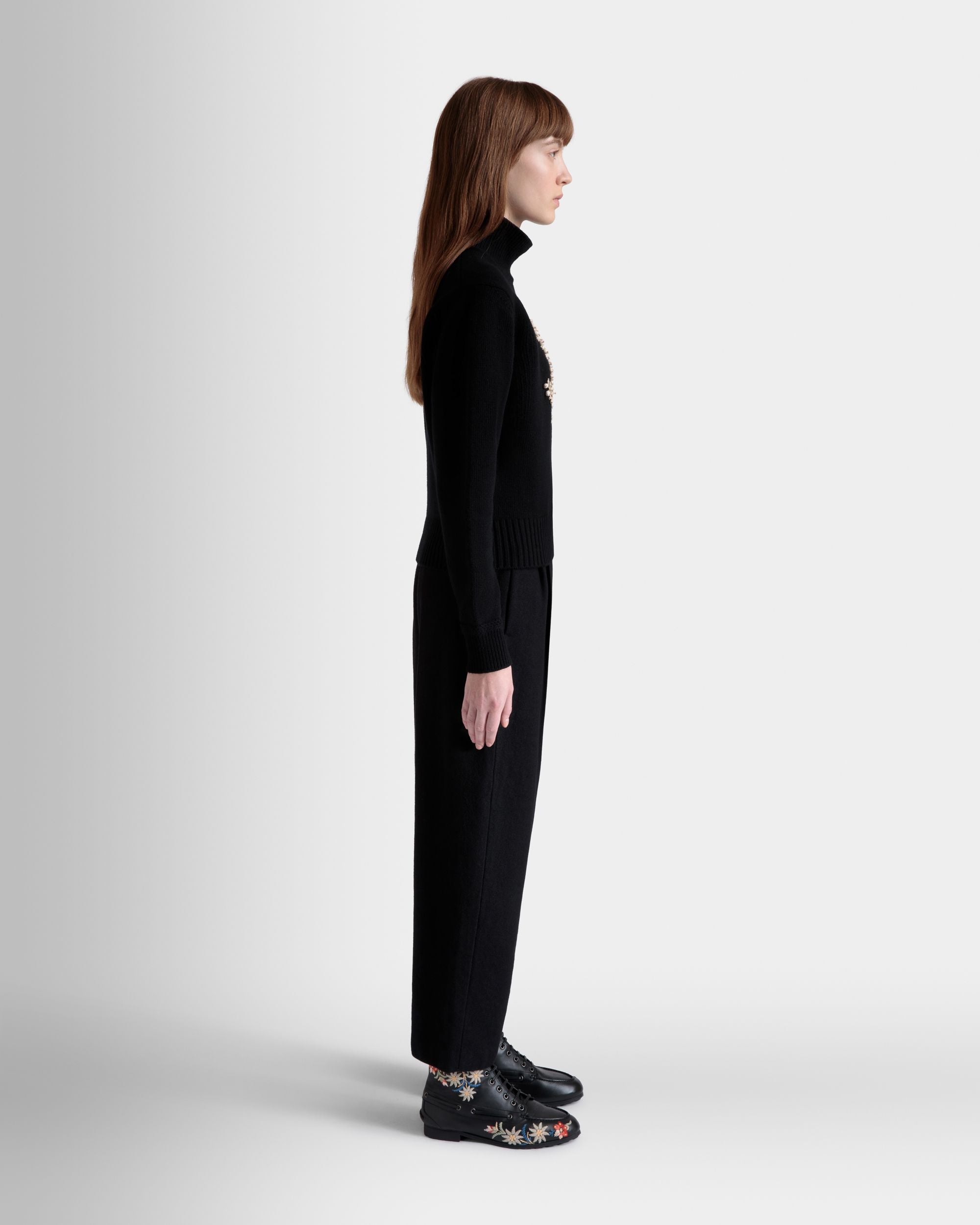 Winter Capsule タートルネック セーター ヘリテージフラワー ブラック ウール - 女性 - Bally - 04