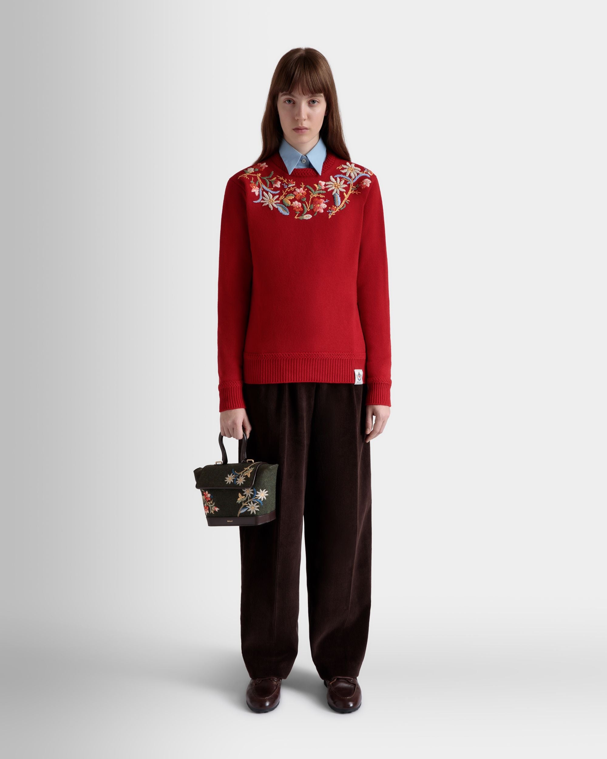 Winter Capsule クルーネック セーター アルパインフラワー レッド ウール - 女性 - Bally - 02