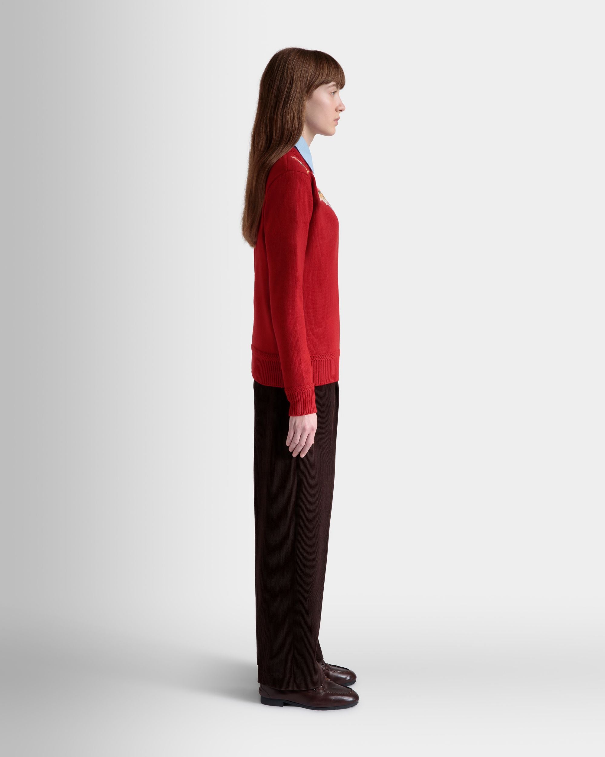 Winter Capsule クルーネック セーター アルパインフラワー レッド ウール - 女性 - Bally - 04
