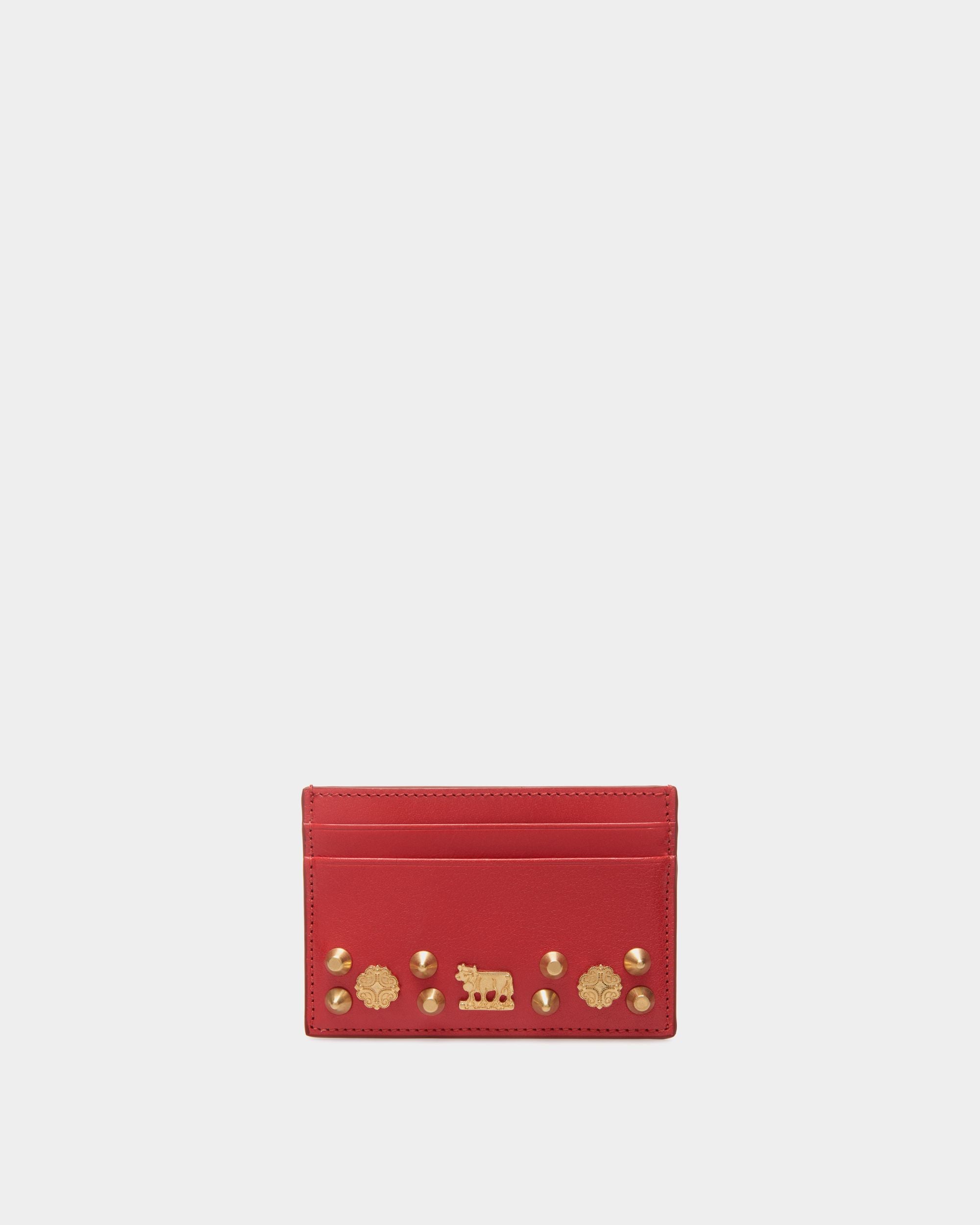Swissness カードホルダー レッド レザー スタッズ - 女性 - Bally - 01