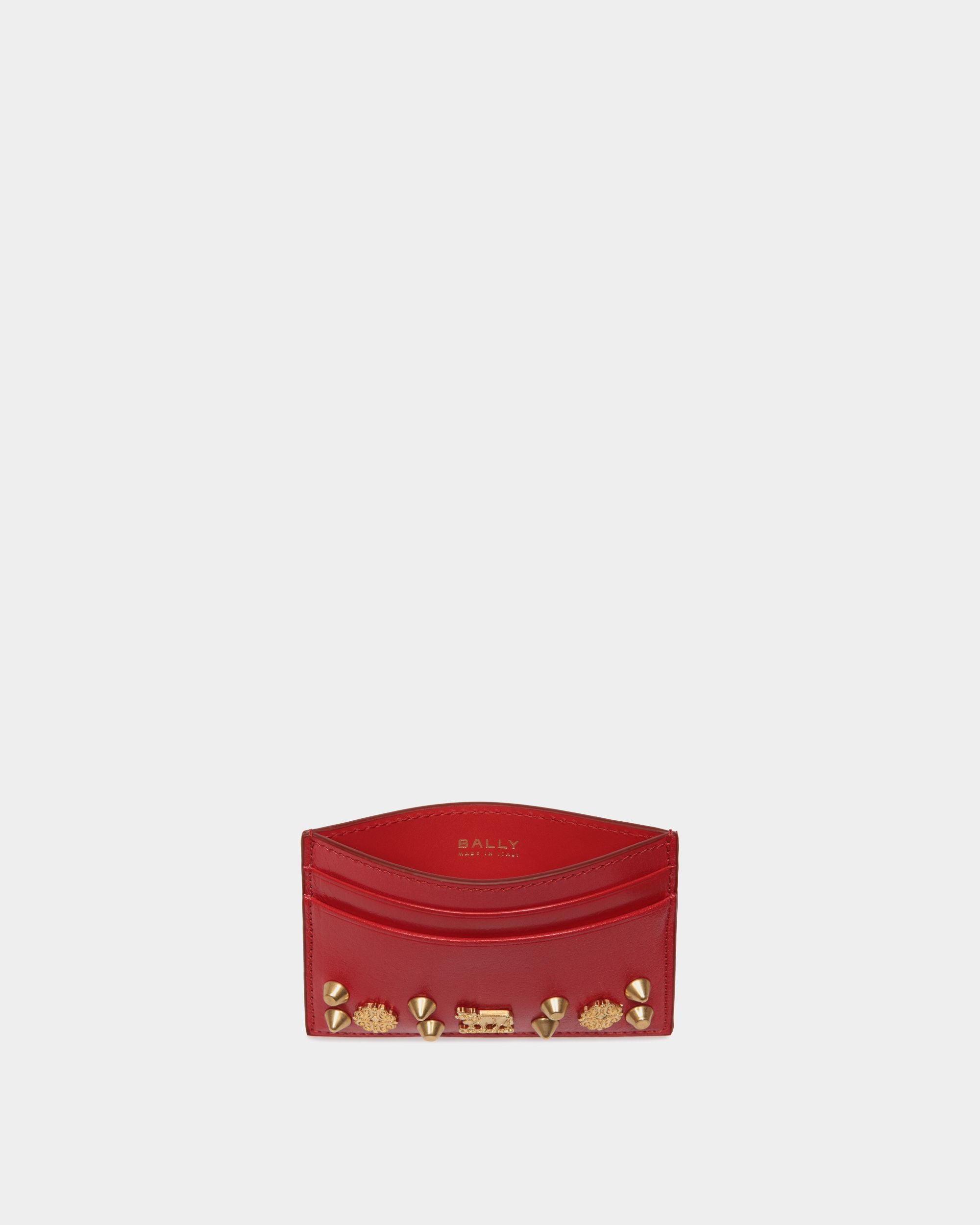 Swissness カードホルダー レッド レザー スタッズ - 女性 - Bally - 03