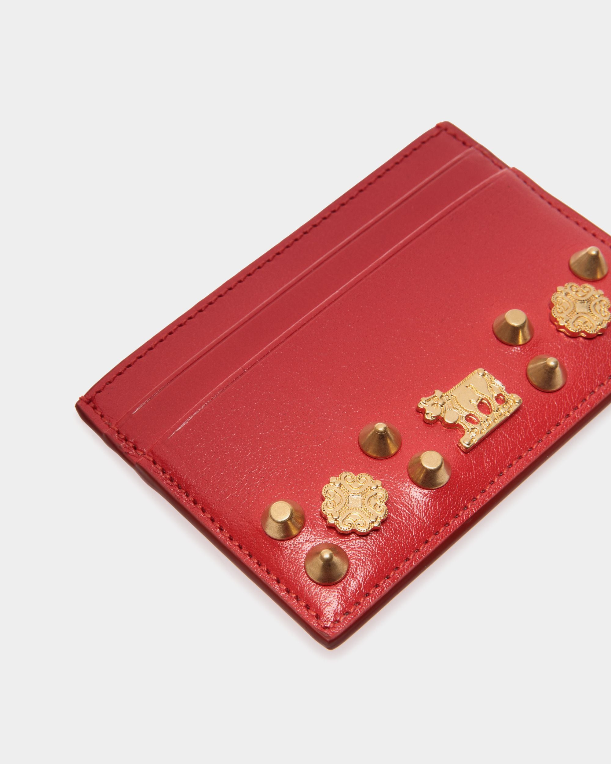 Swissness カードホルダー レッド レザー スタッズ - 女性 - Bally - 04
