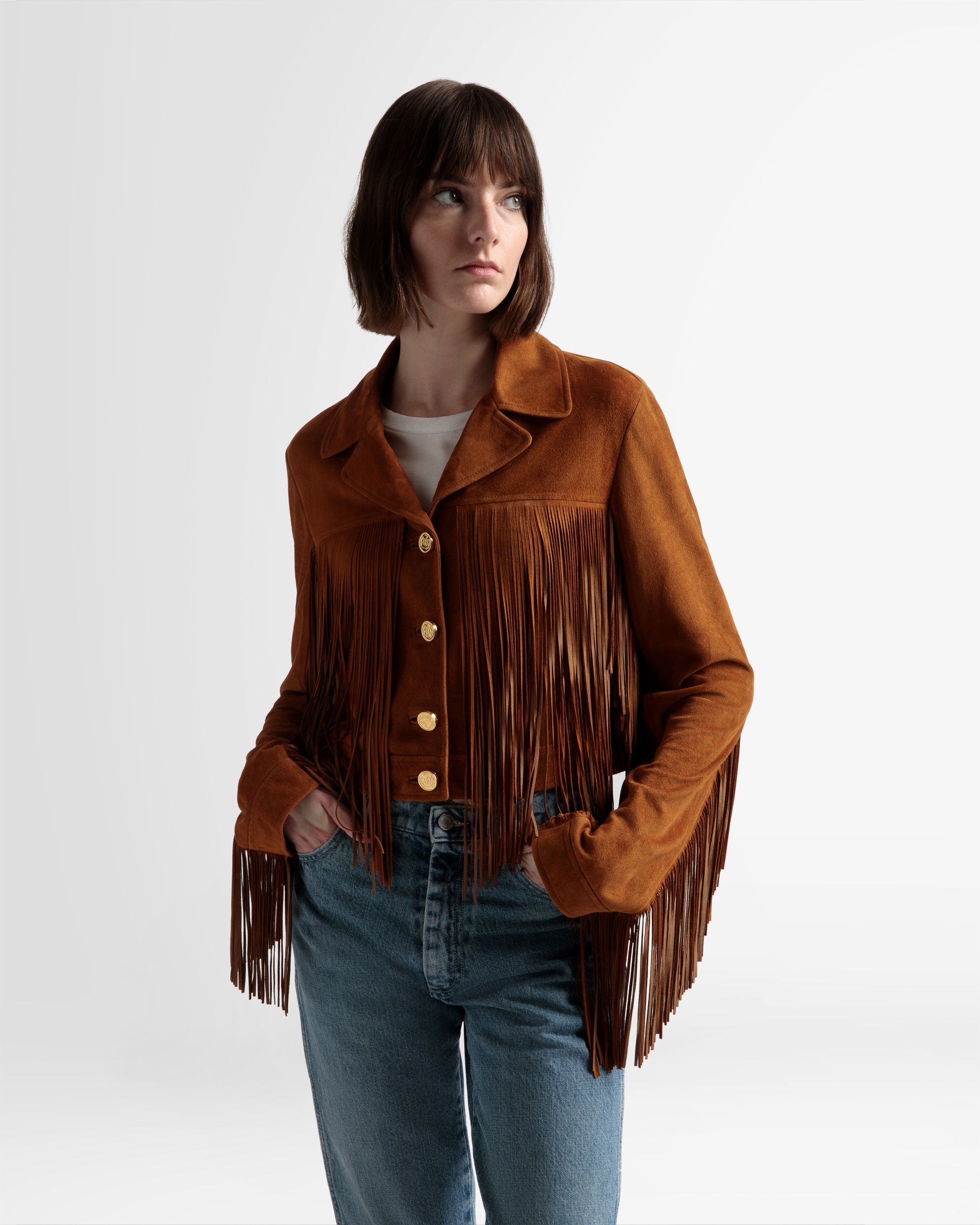 タッセル ジャケット デザートブラウン スエード - 女性 - Bally - 03