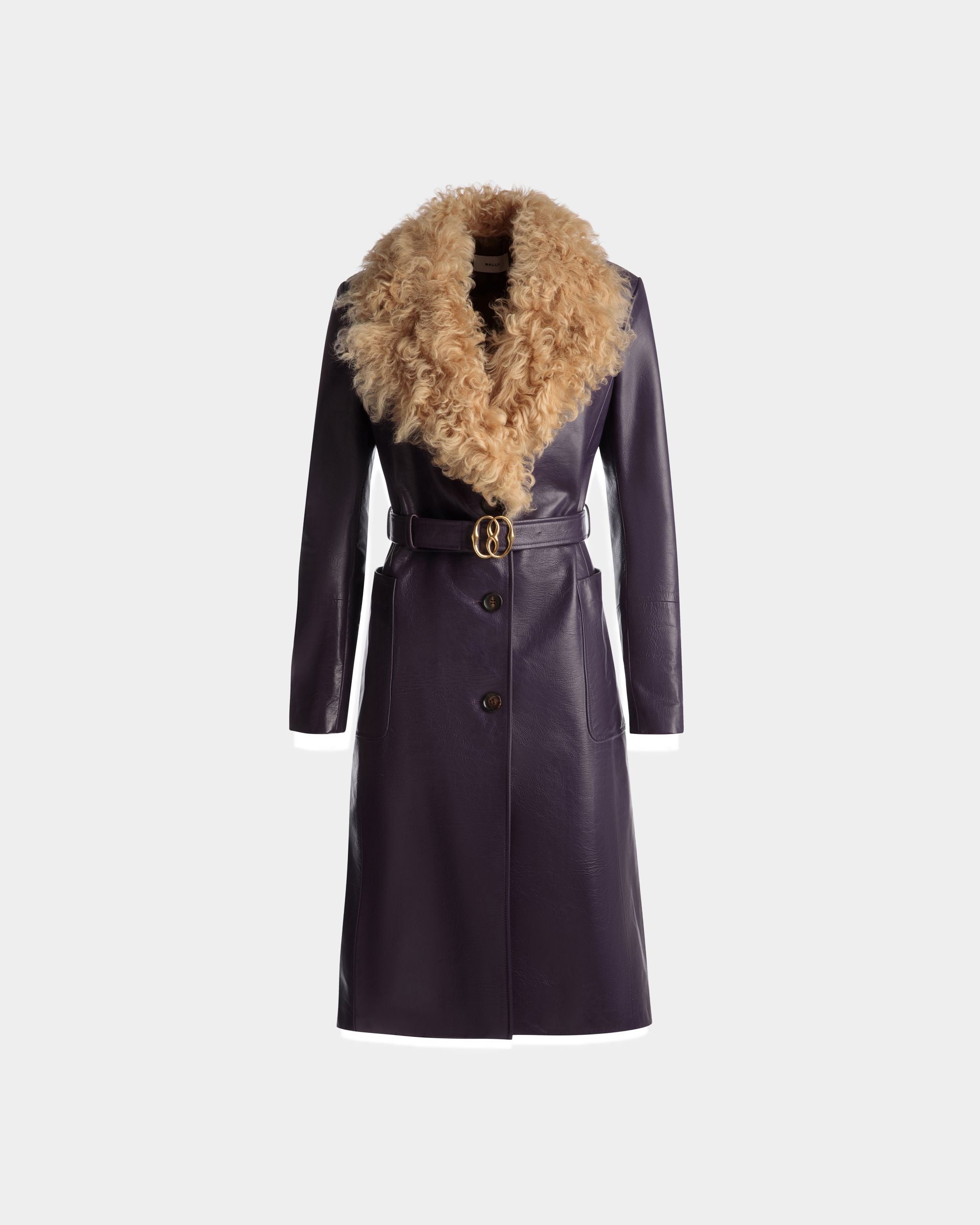 ファーカラー コート オーキッド レザー - 女性 - Bally - 01