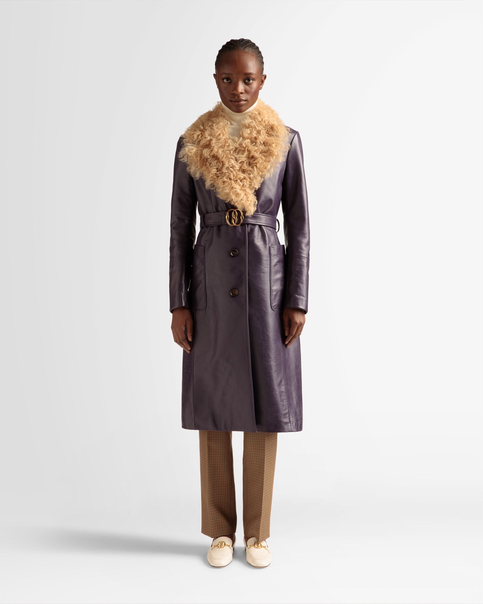 ファーカラー コート オーキッド レザー - 女性 - Bally - 02