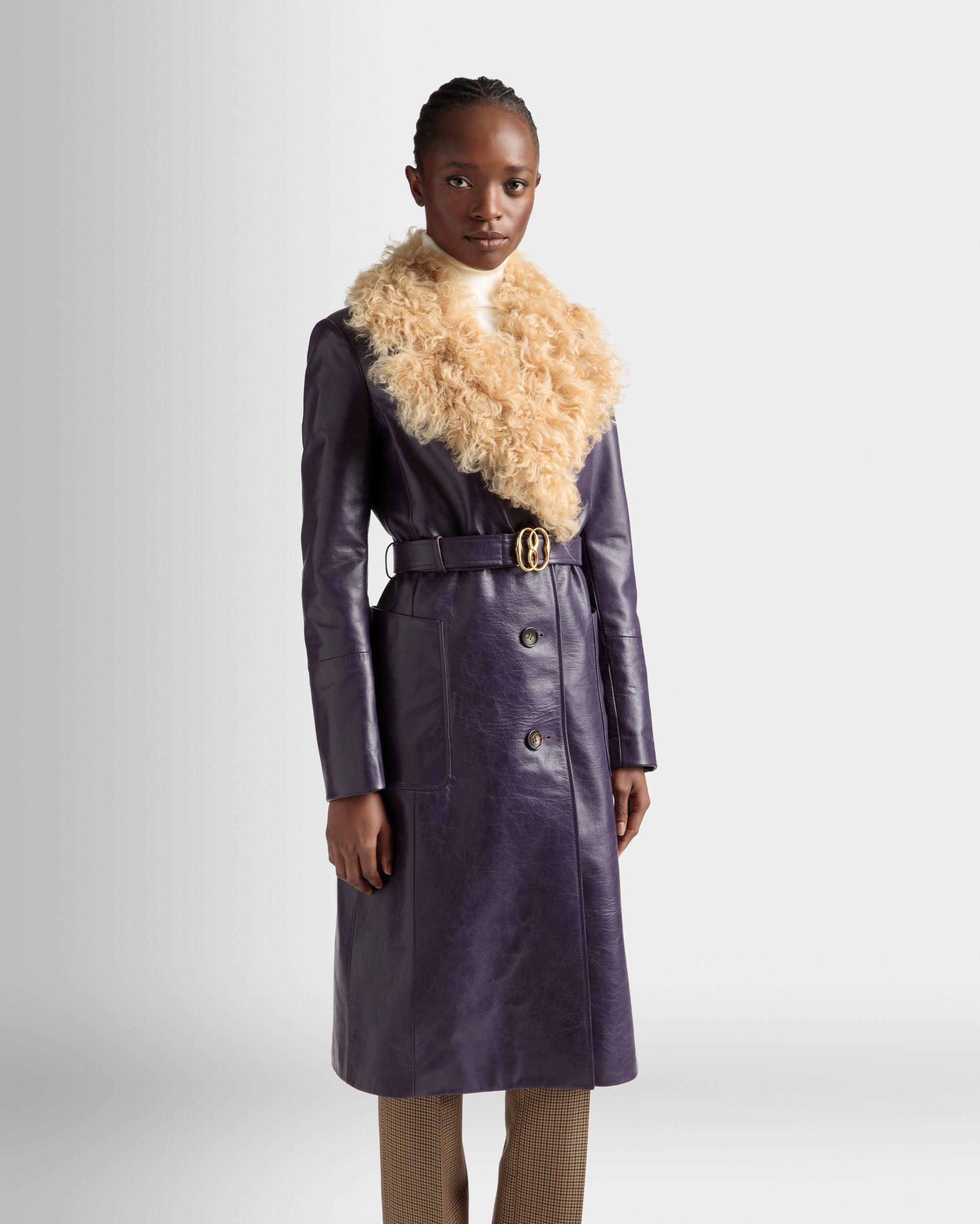 ファーカラー コート オーキッド レザー - 女性 - Bally - 03