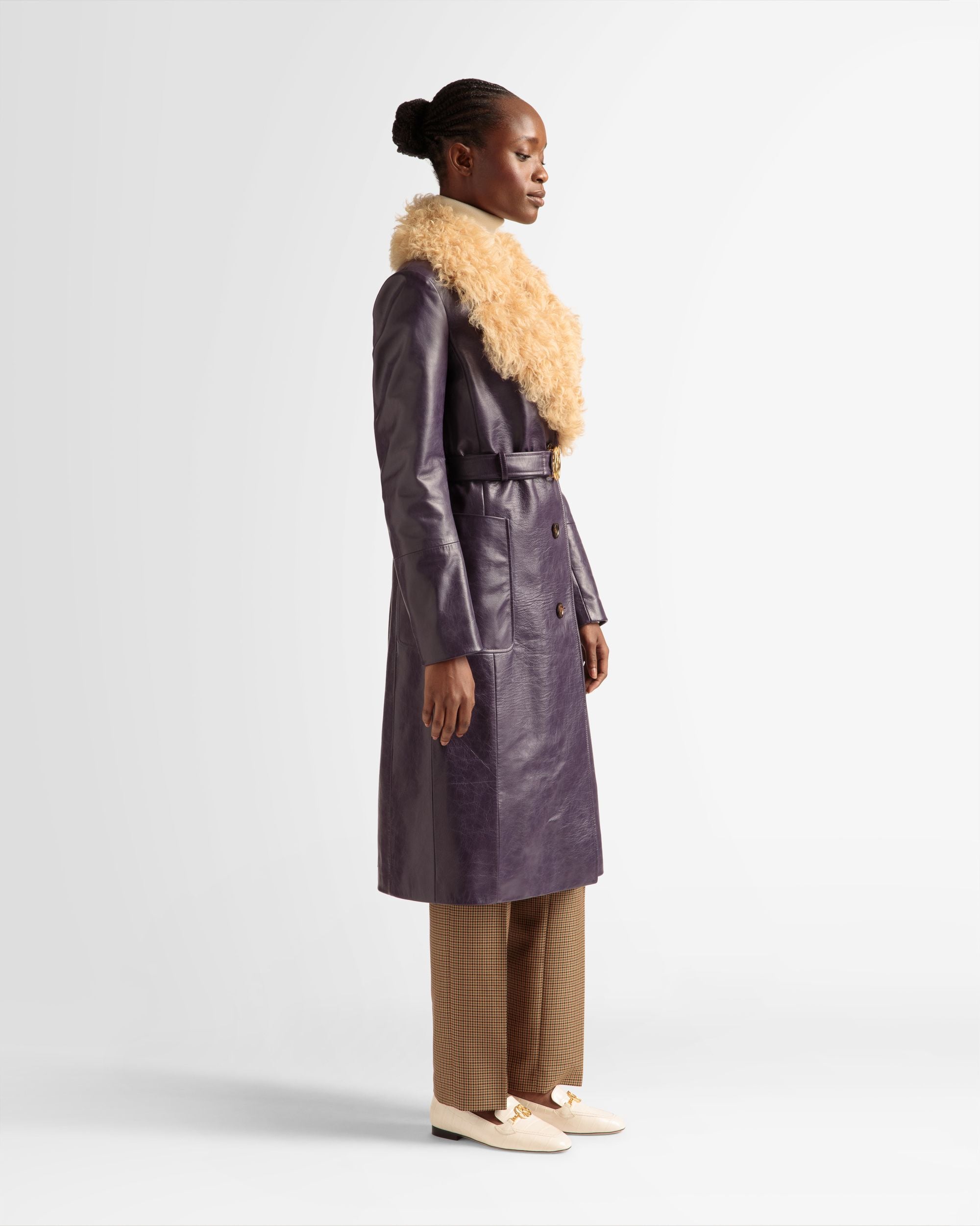 ファーカラー コート オーキッド レザー - 女性 - Bally - 05