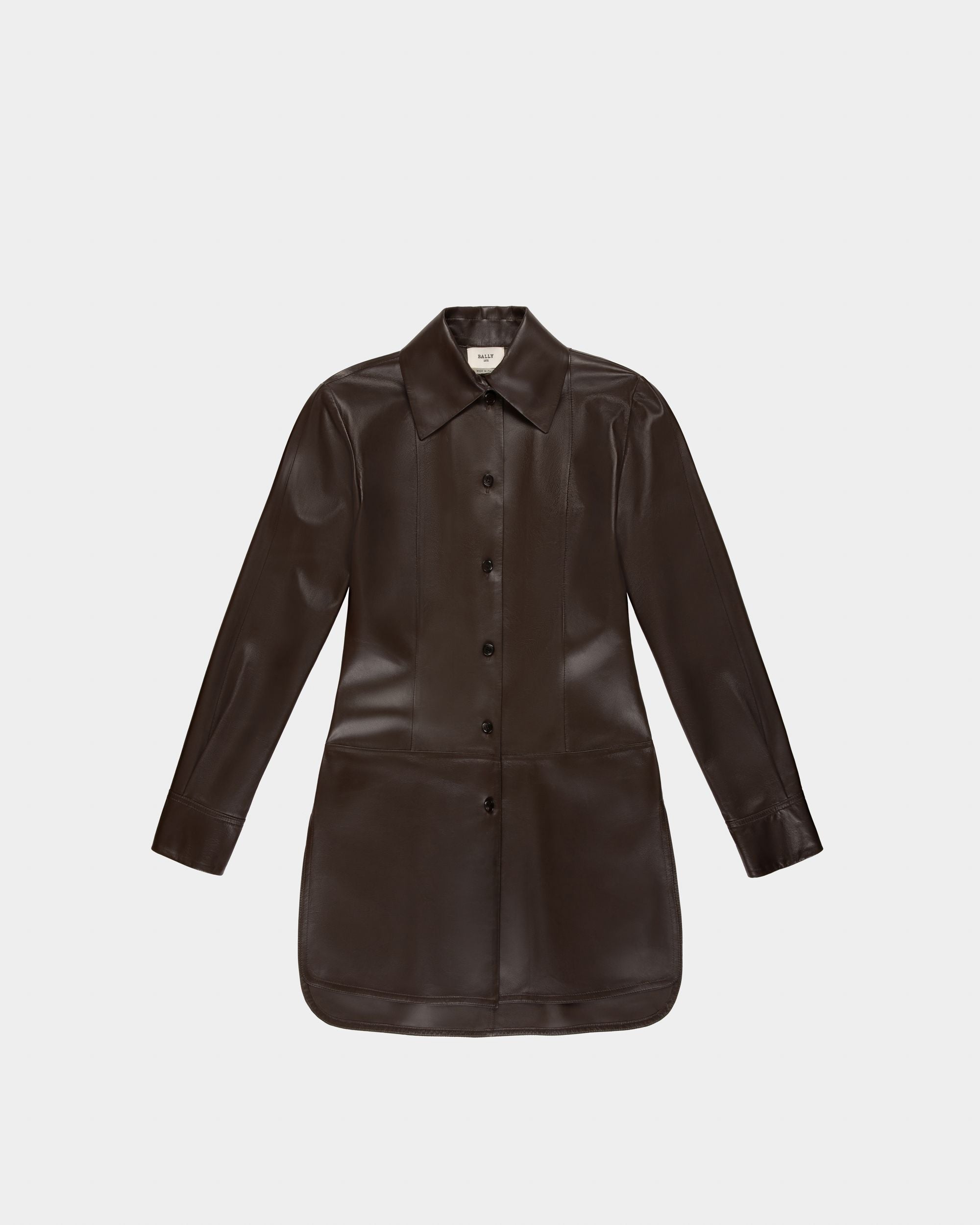 ロングライン シャツ エボニーブラウンレザーシャツ - 女性 - Bally - 04