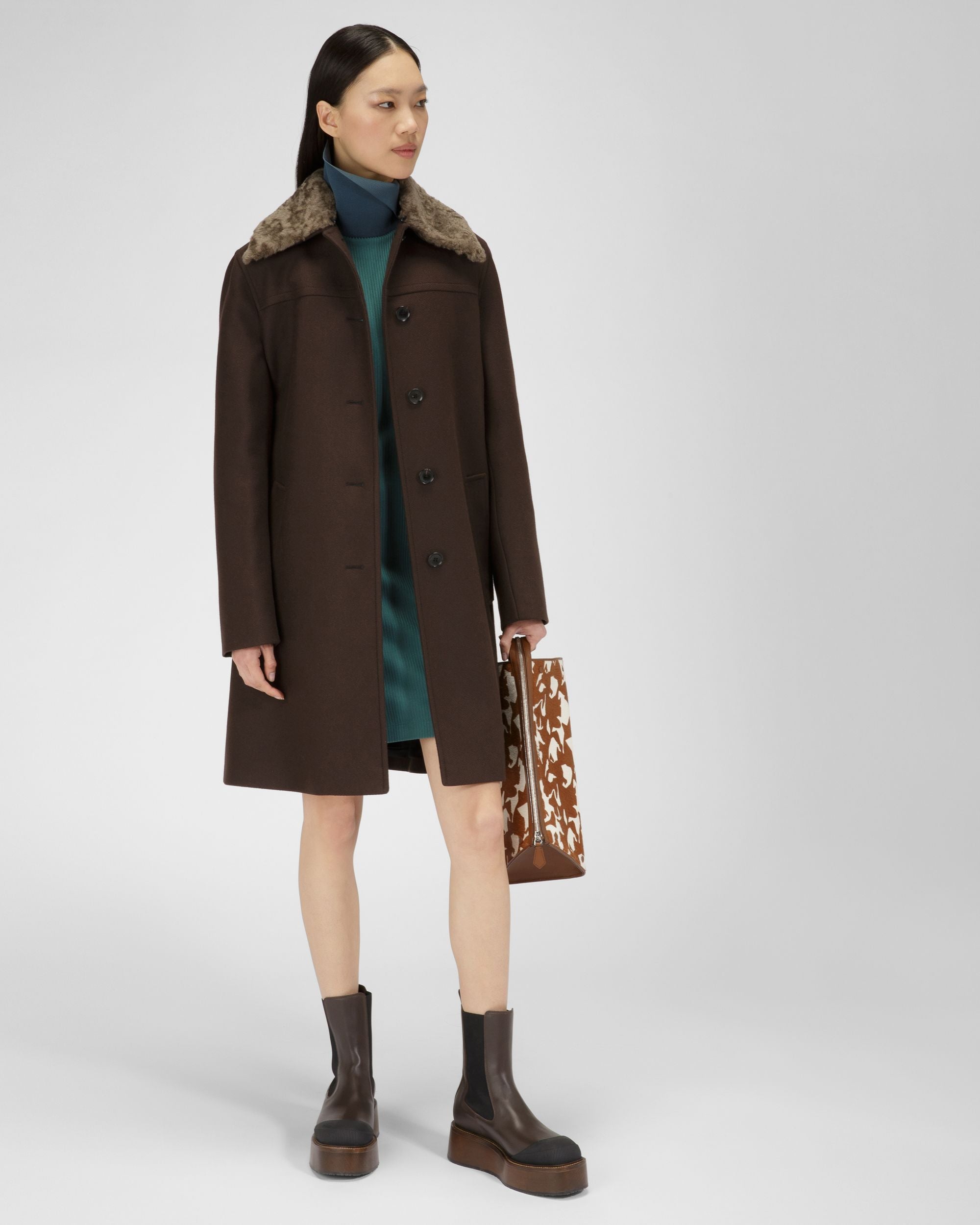 エボニーブラウン ウール コート - 女性 - Bally - 05
