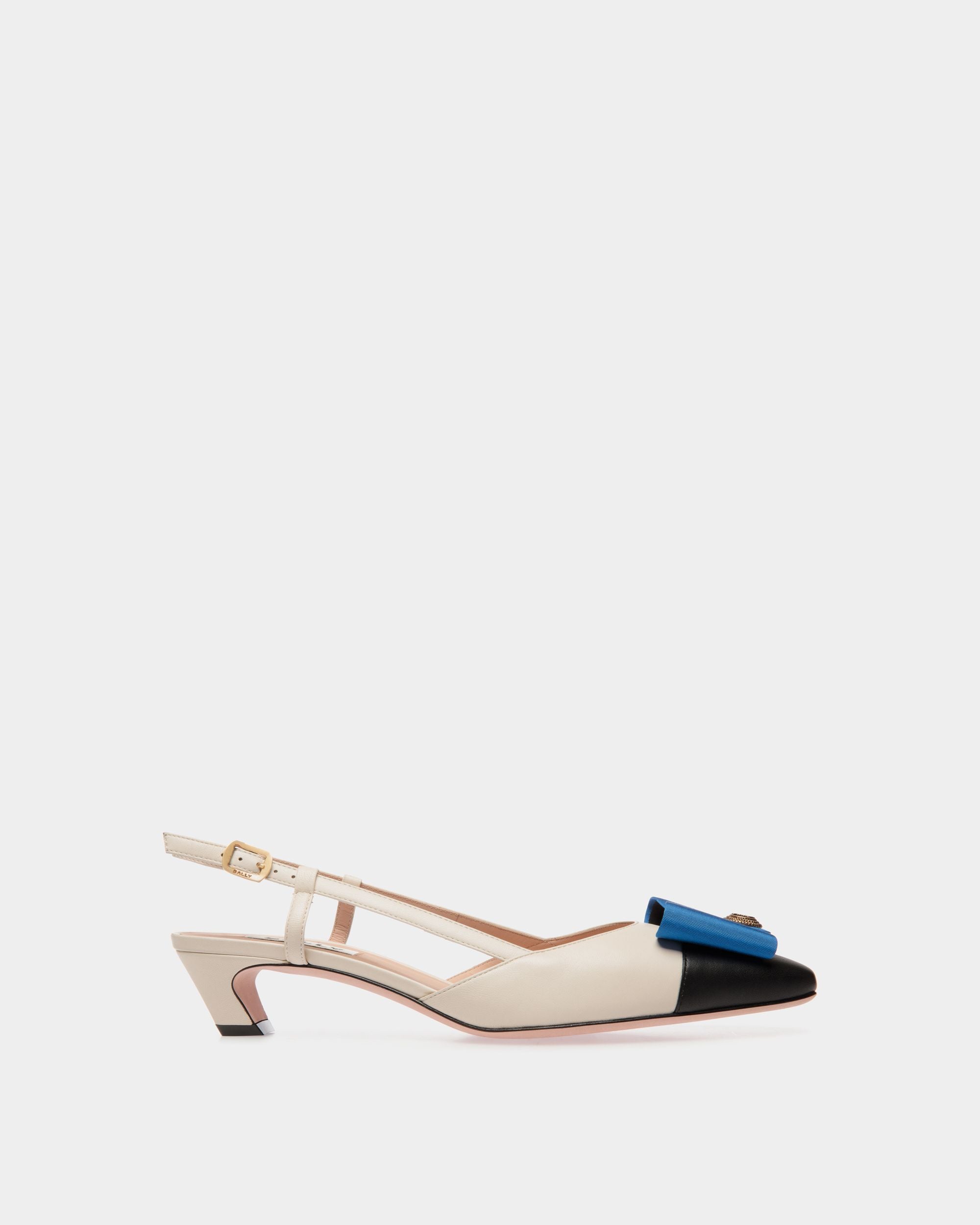 B-Bow スリングバックパンプス ホワイト＆ブラック レザー - 女性 - Bally - 01