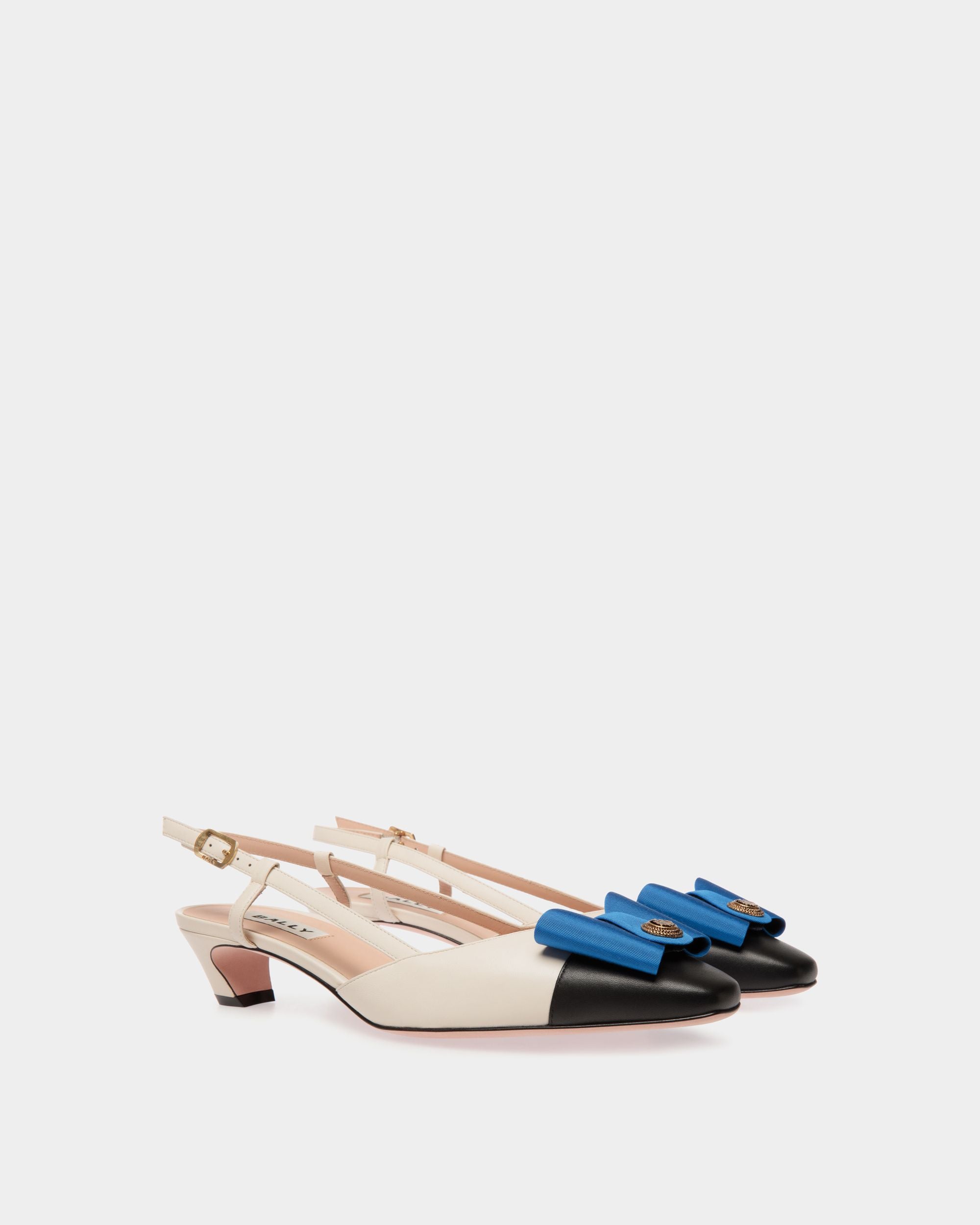 B-Bow スリングバックパンプス ホワイト＆ブラック レザー - 女性 - Bally - 03