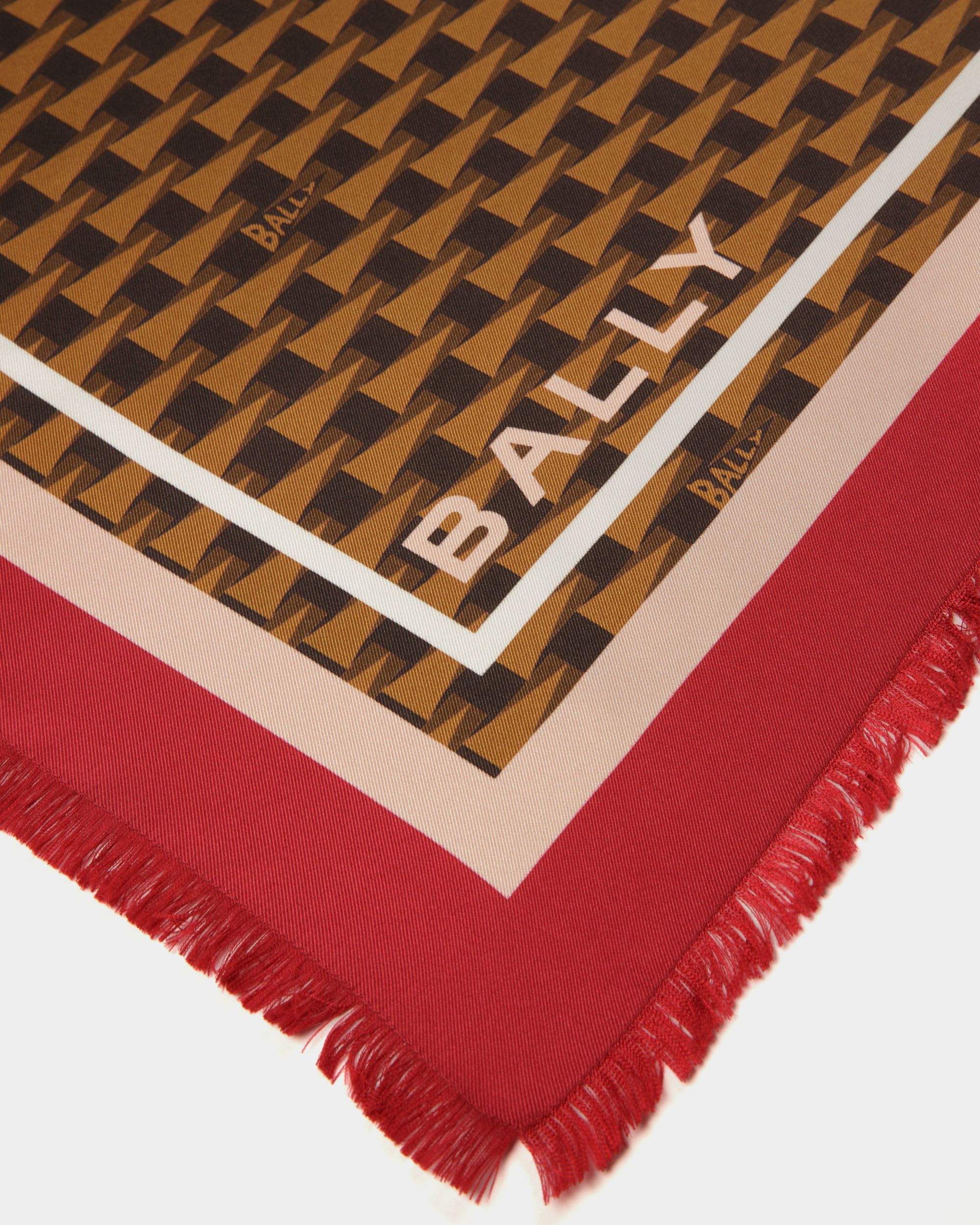 Pennant プリント スクエア スカーフ デザートブラウン シルク - 女性 - Bally - 03