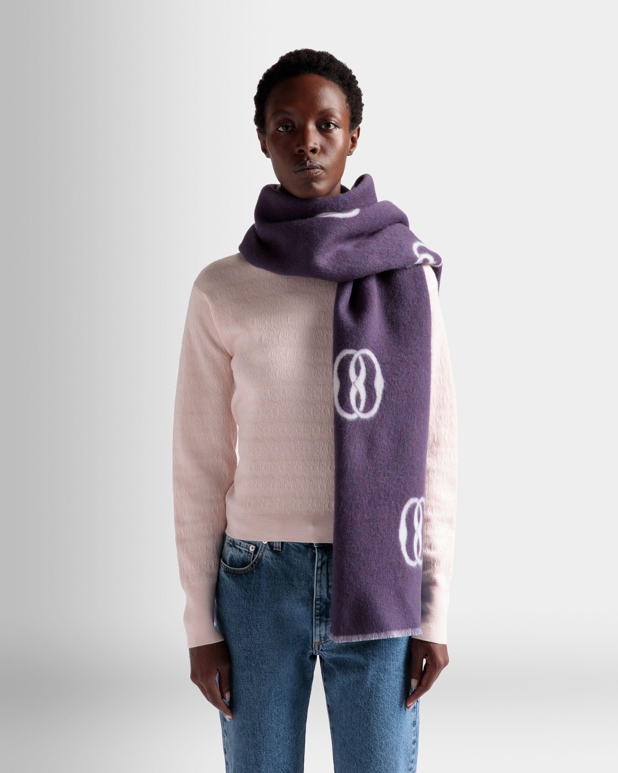 Emblem スカーフ オーキッド＆ダスティホワイト ファブリック - 女性 - Bally - 02