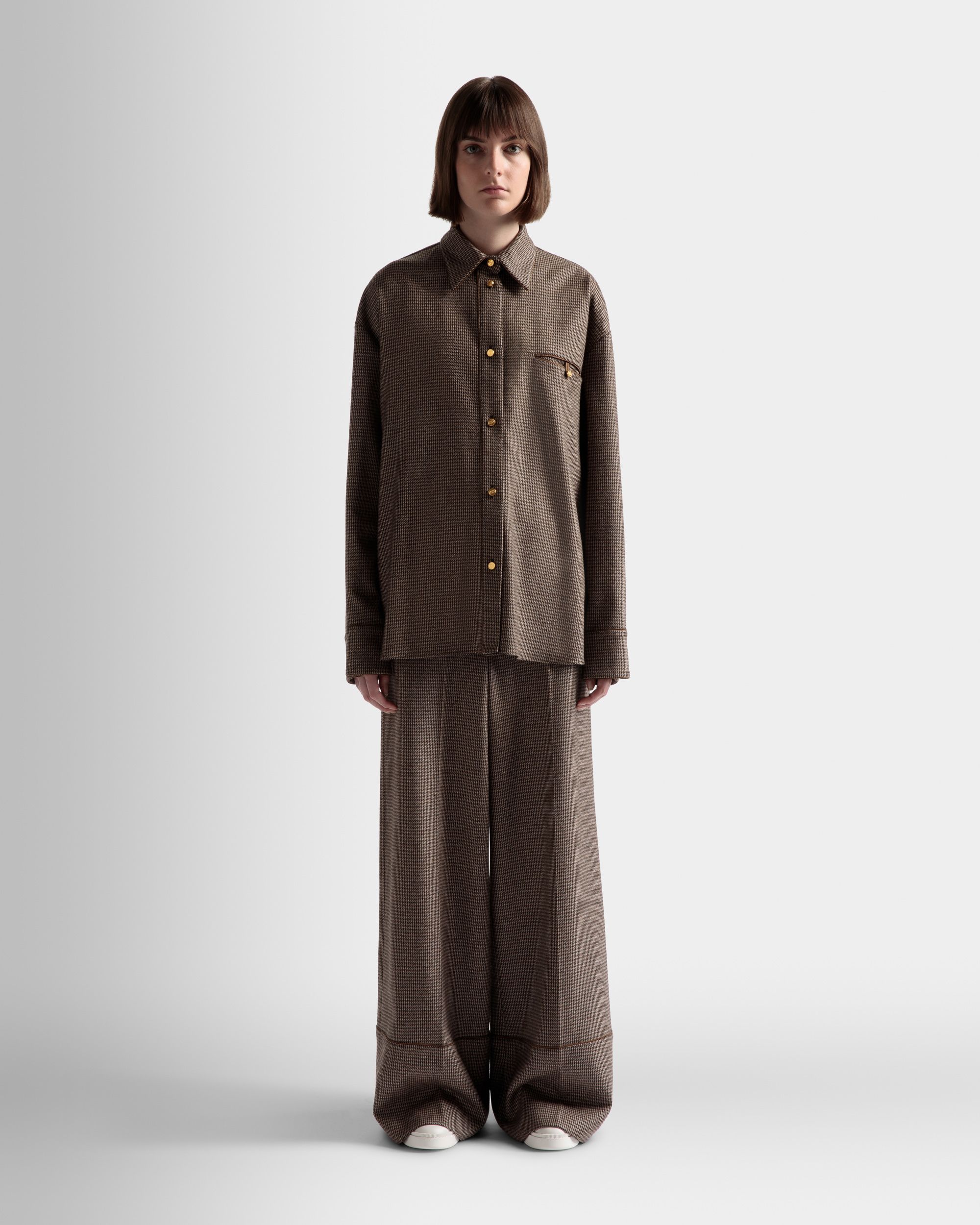 ハウンドトゥース シャツ デザートブラウン ウール - 女性 - Bally - 02