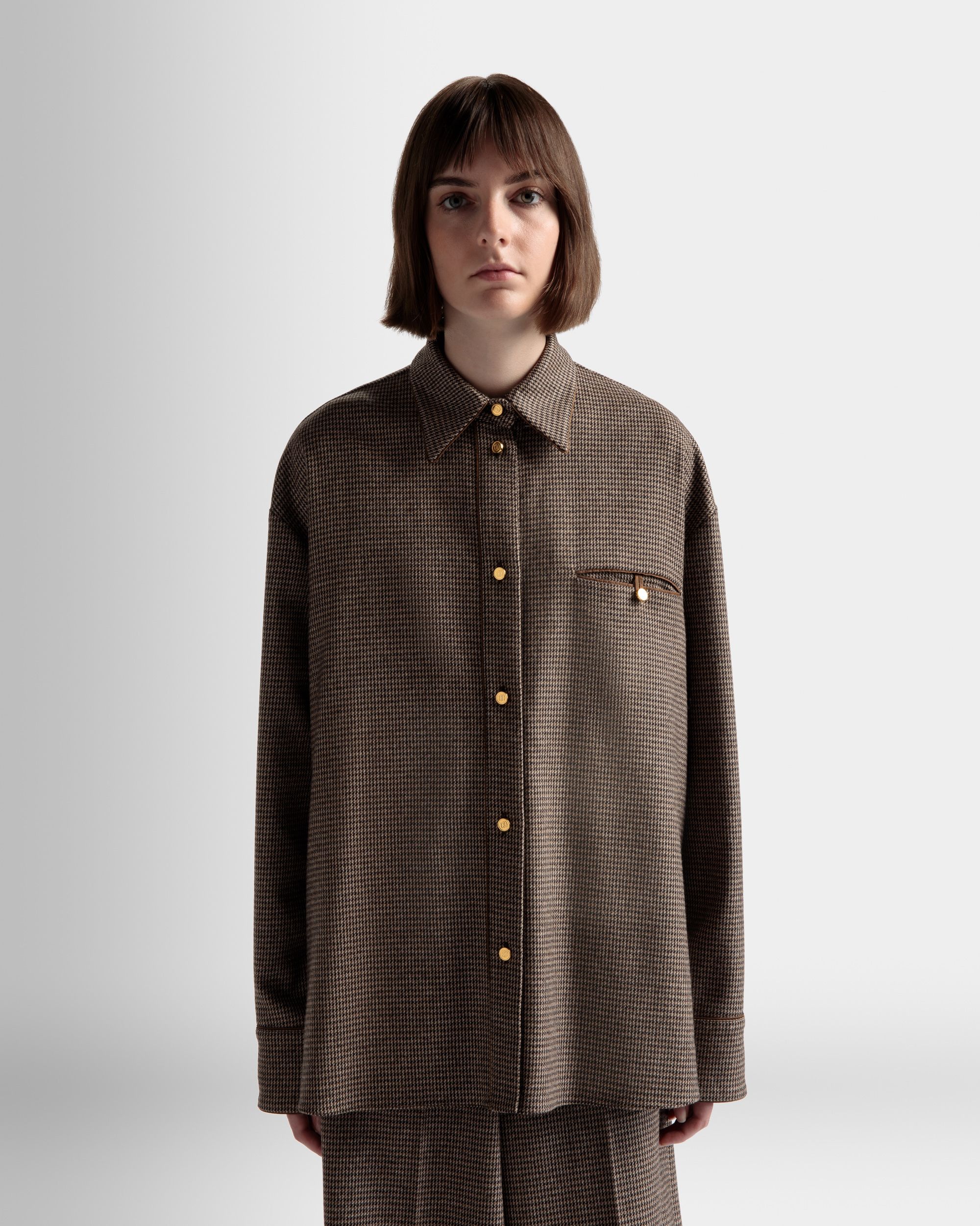 ハウンドトゥース シャツ デザートブラウン ウール - 女性 - Bally - 03